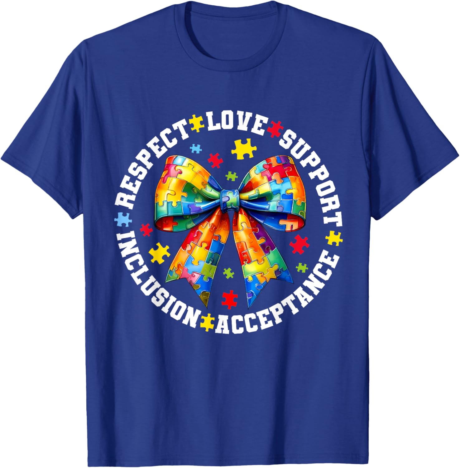 Autism Awareness Coquette Bow T-Shirt for Girls and Women - 5