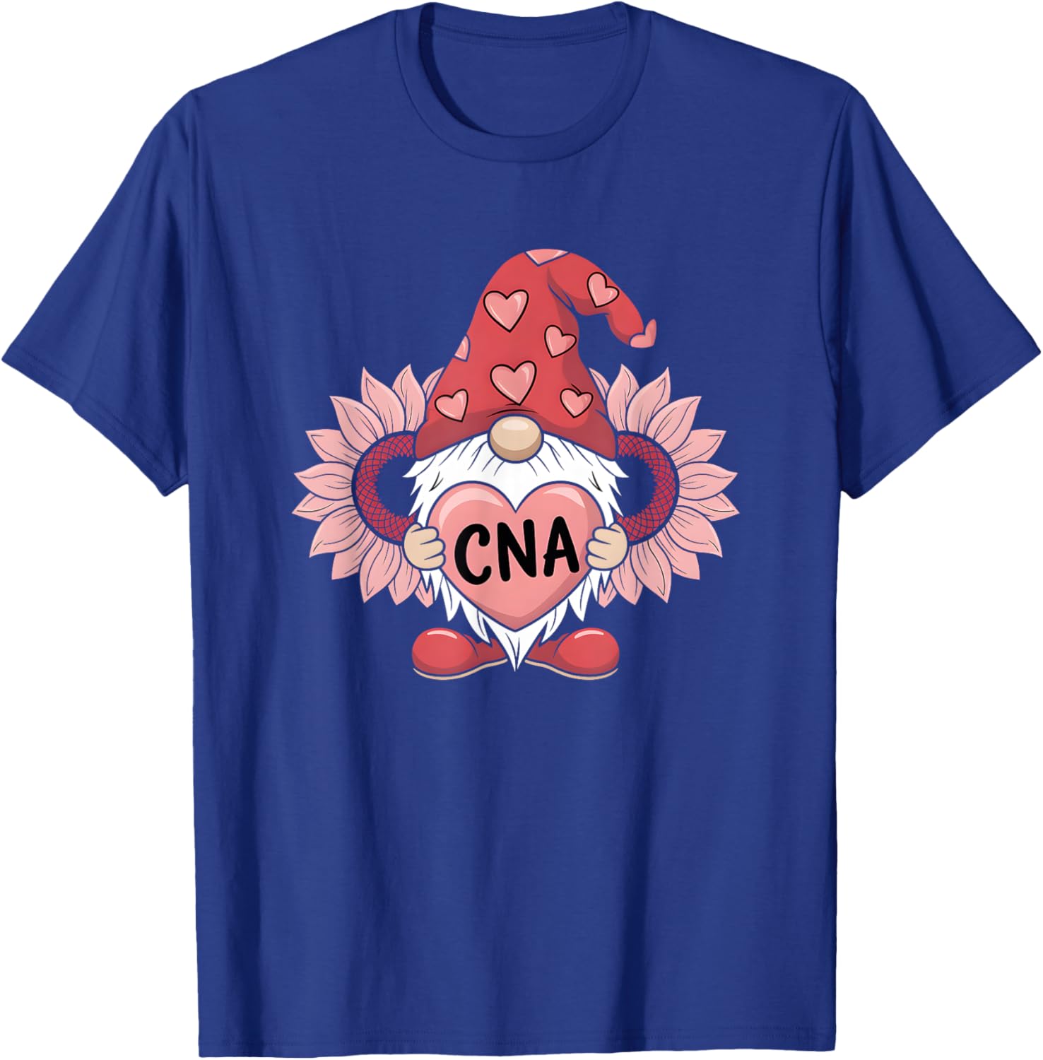 CNA Nurse Gnome Heart Sunflower Valentine's Day T-Shirt Gift Idea - 14