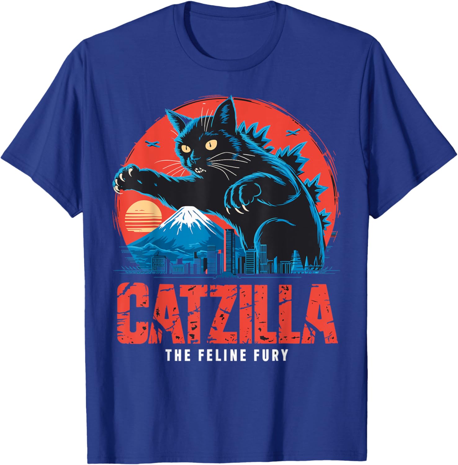 Catzilla Black Cat Vintage T-Shirt for Cat Lovers in Japan Style - 17