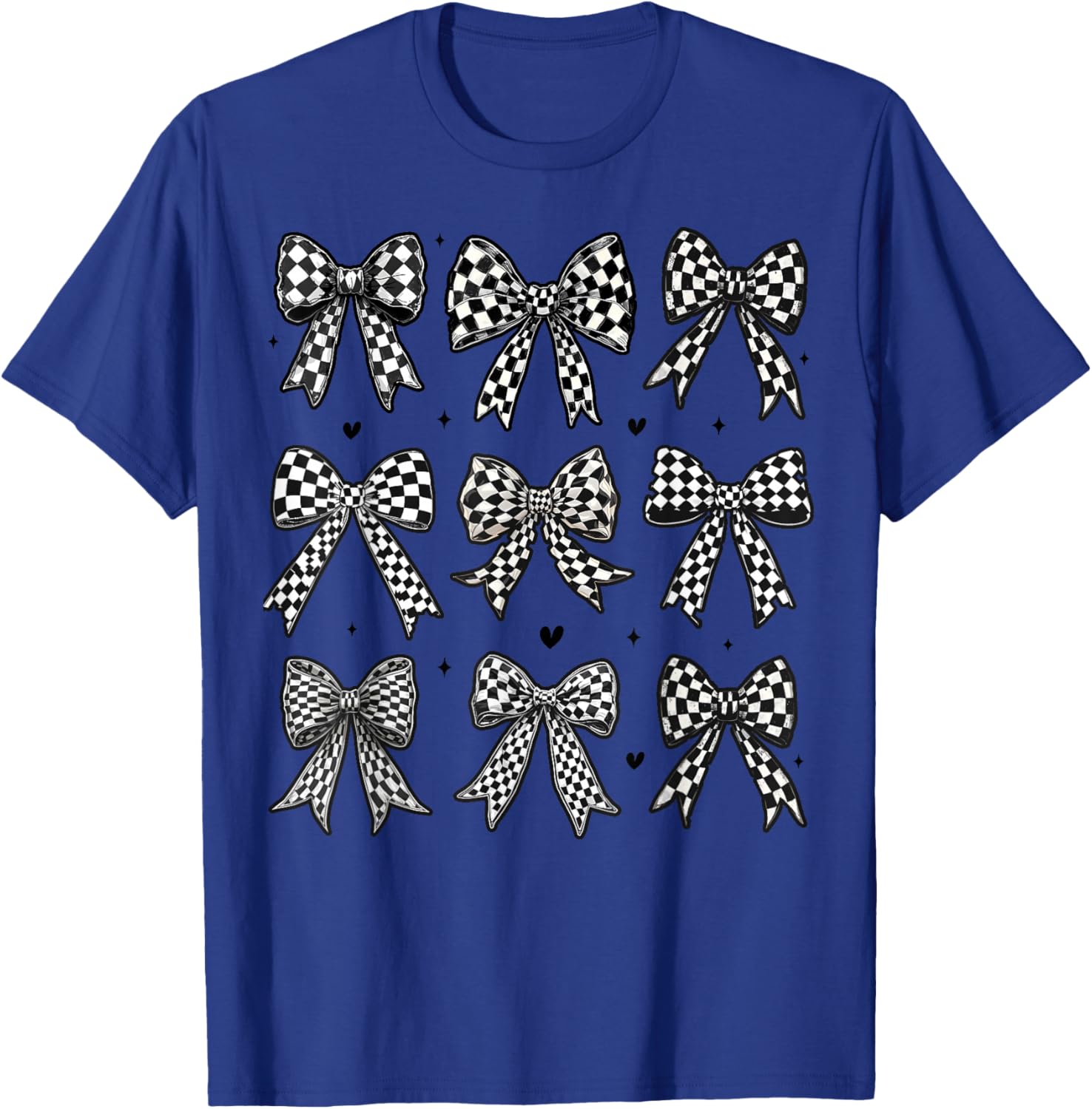 Checkered Bow Flag Racing T-Shirt for Women - Cute Coquette Style - 5