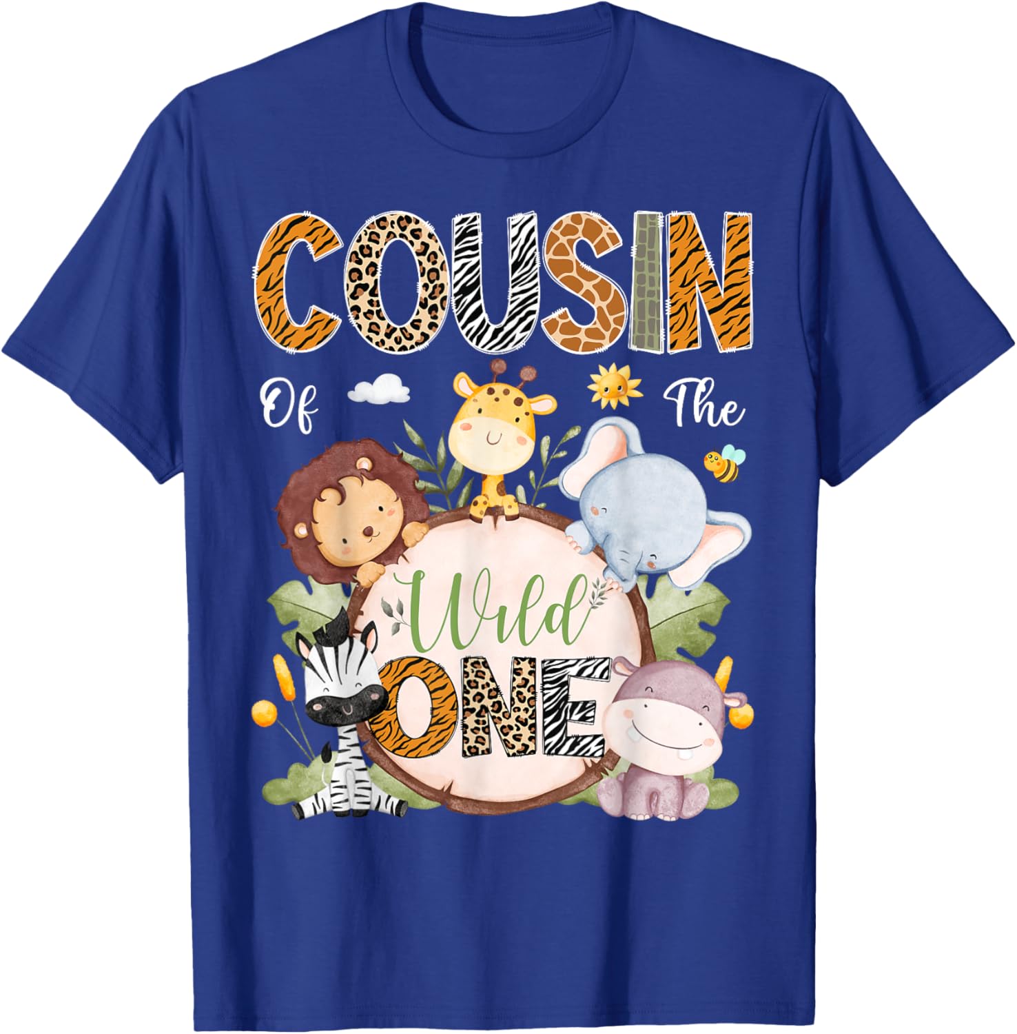 Cousin of the Wild One First Birthday Safari Animals T-Shirt for Kids - 2