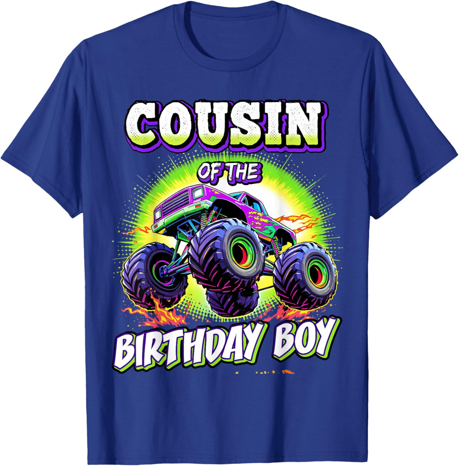 Cousin of the Birthday Boy Monster Truck T-Shirt for Fun Party Celebrations - 9