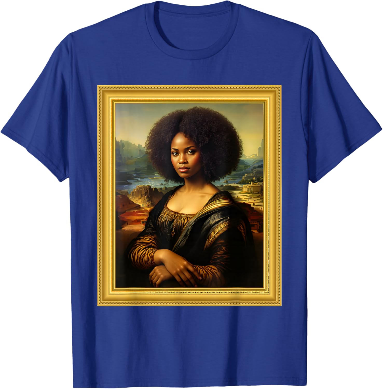 Black Mona Lisa Afro Queen T-Shirt for Black History Month Celebration - 29