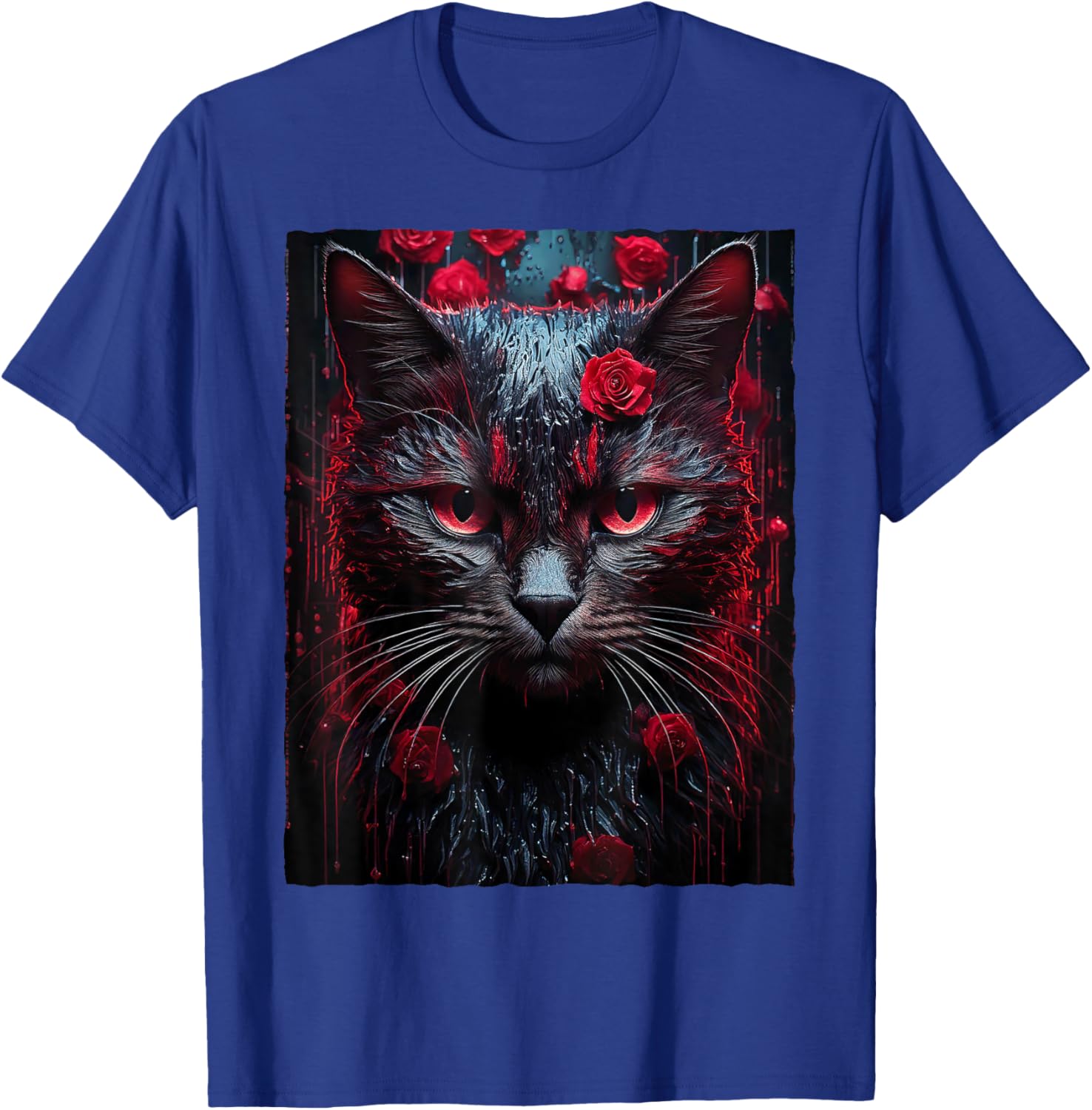 Black Cat with Red Roses T-Shirt for Men, Women, Girls, and Kids - 21