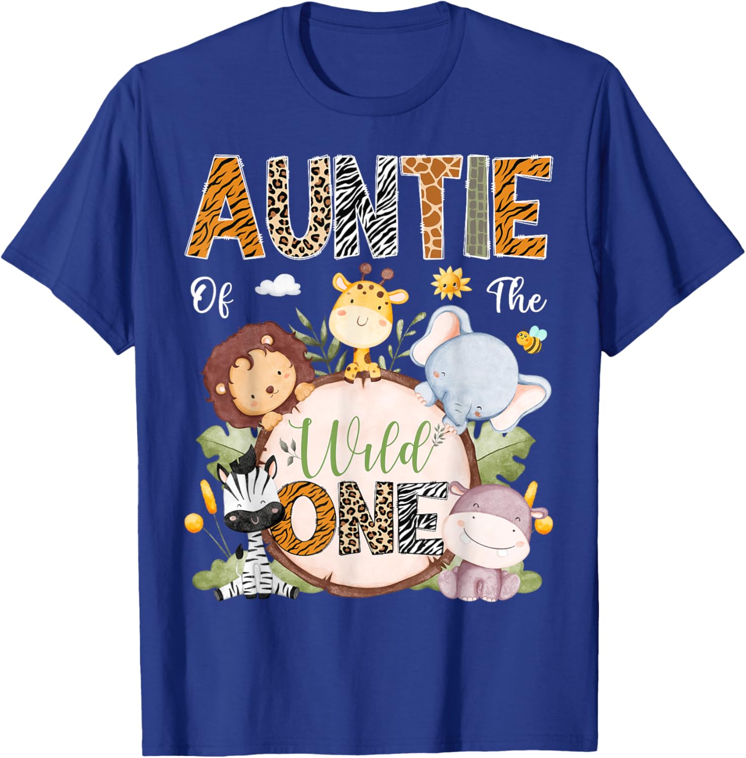 Auntie Of The Wild One 1st Birthday Safari Jungle Animals T-Shirt - 12
