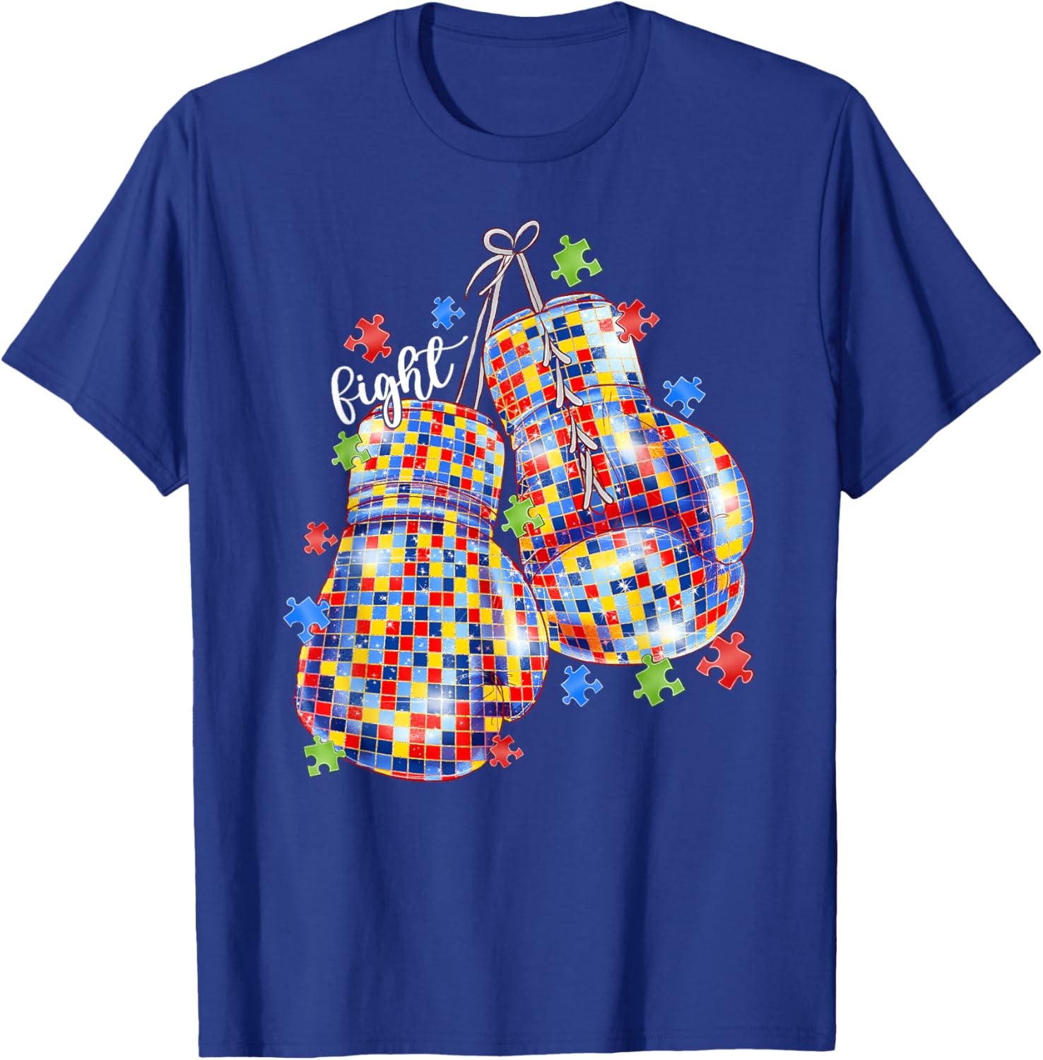 Autism Awareness Puzzle Piece Boxing Gloves T-Shirt for All Ages - 16