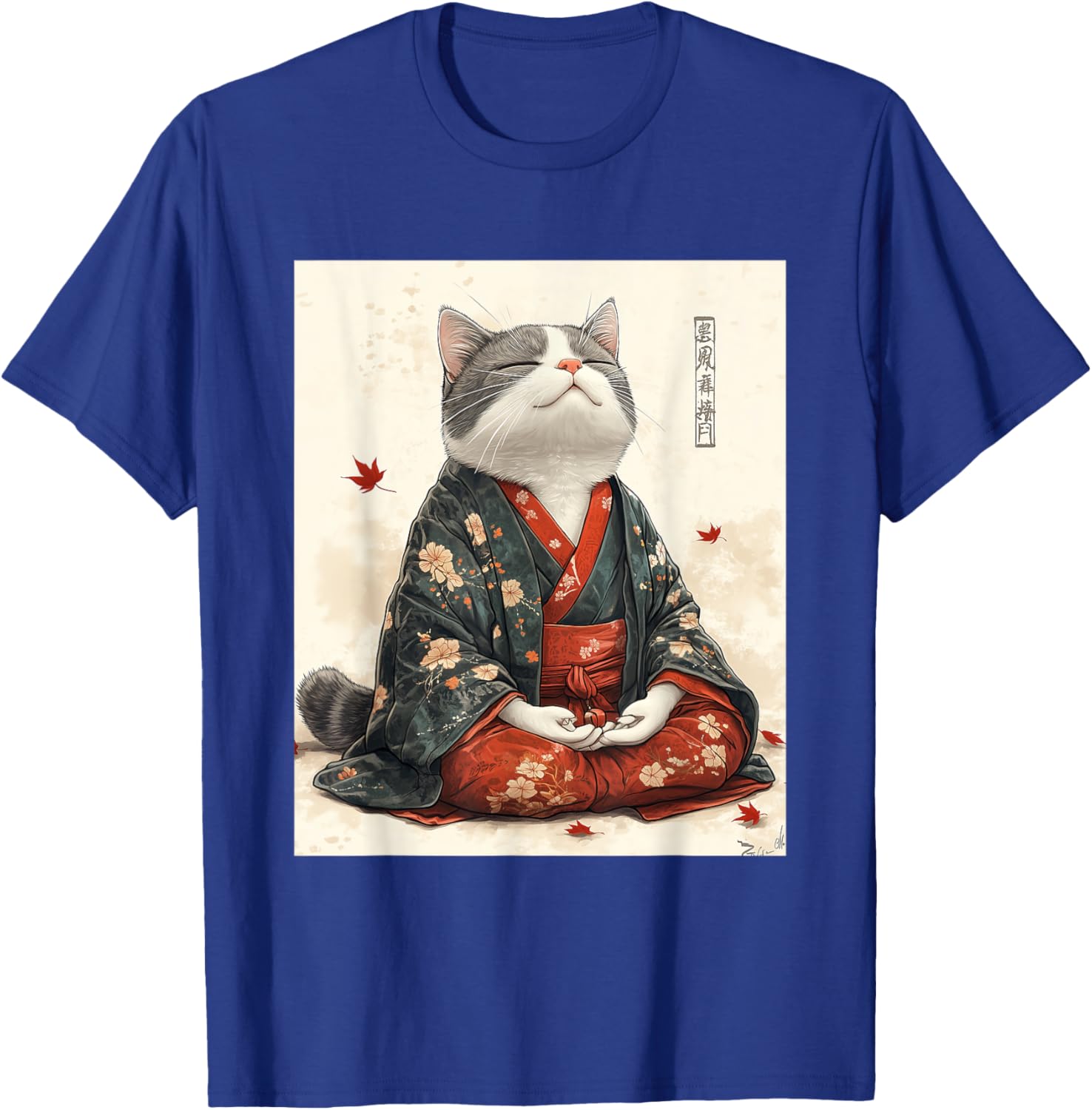 Zen Cat Graphic Tee for All - Meditating Japanese Art Style T-Shirt - 12