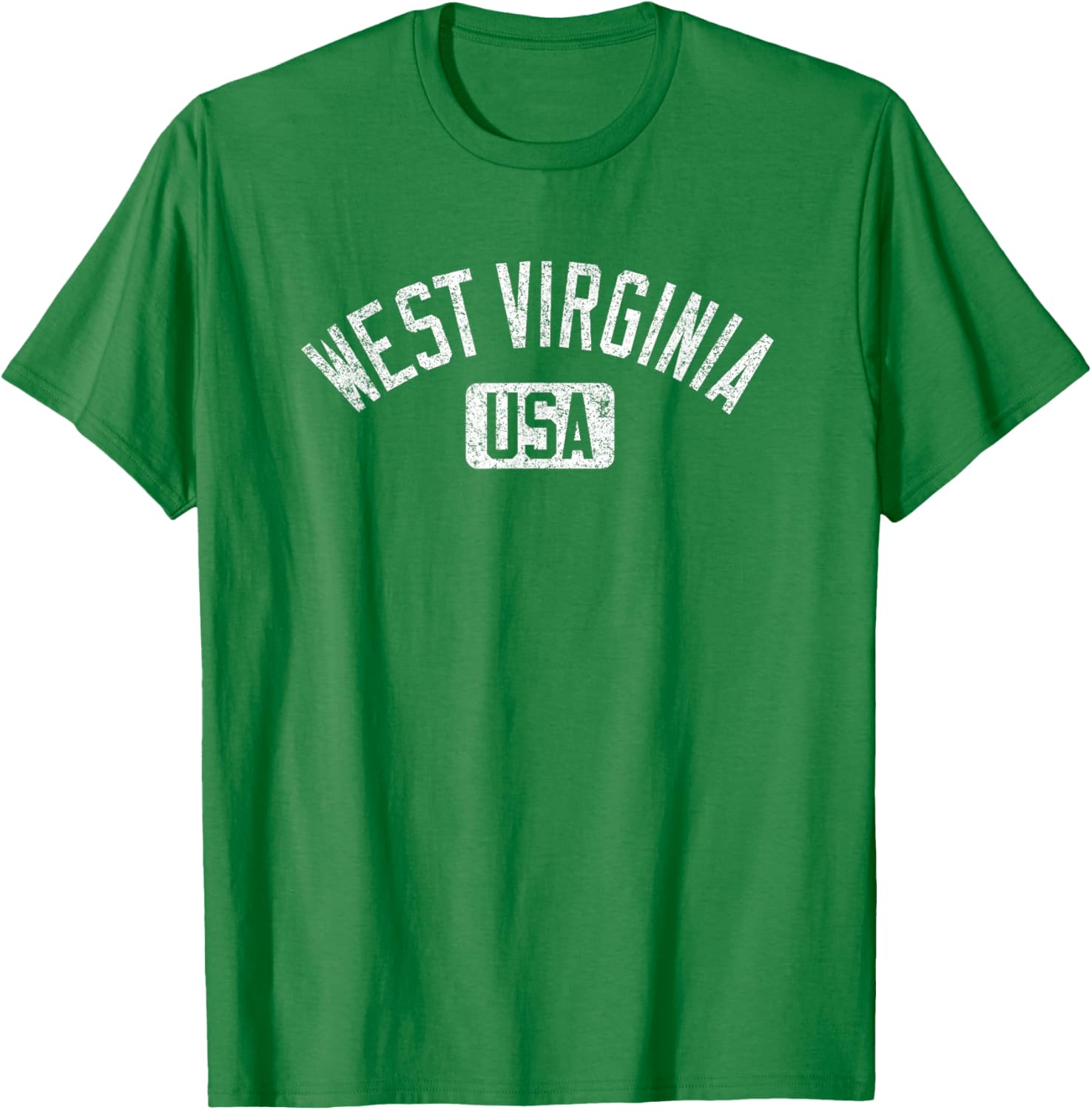 West Virginia Arched Text Distressed White Print T-Shirt for Casual Style - 29