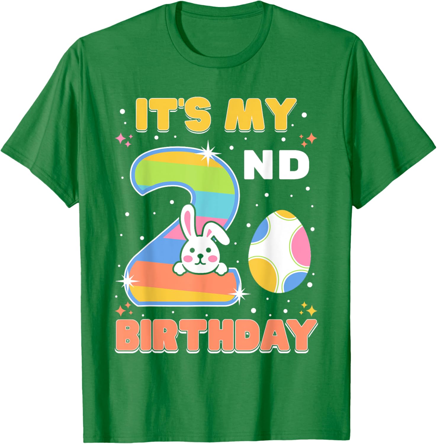 Cute Easter Bunny 2nd Birthday T-Shirt for Boys and Girls Age 2 - 8