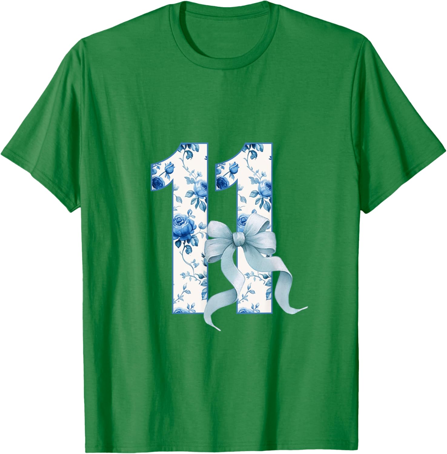 Adorable Birthday Girl Coquette Blue Bow T-Shirt for 11th Birthday Celebrations - 16