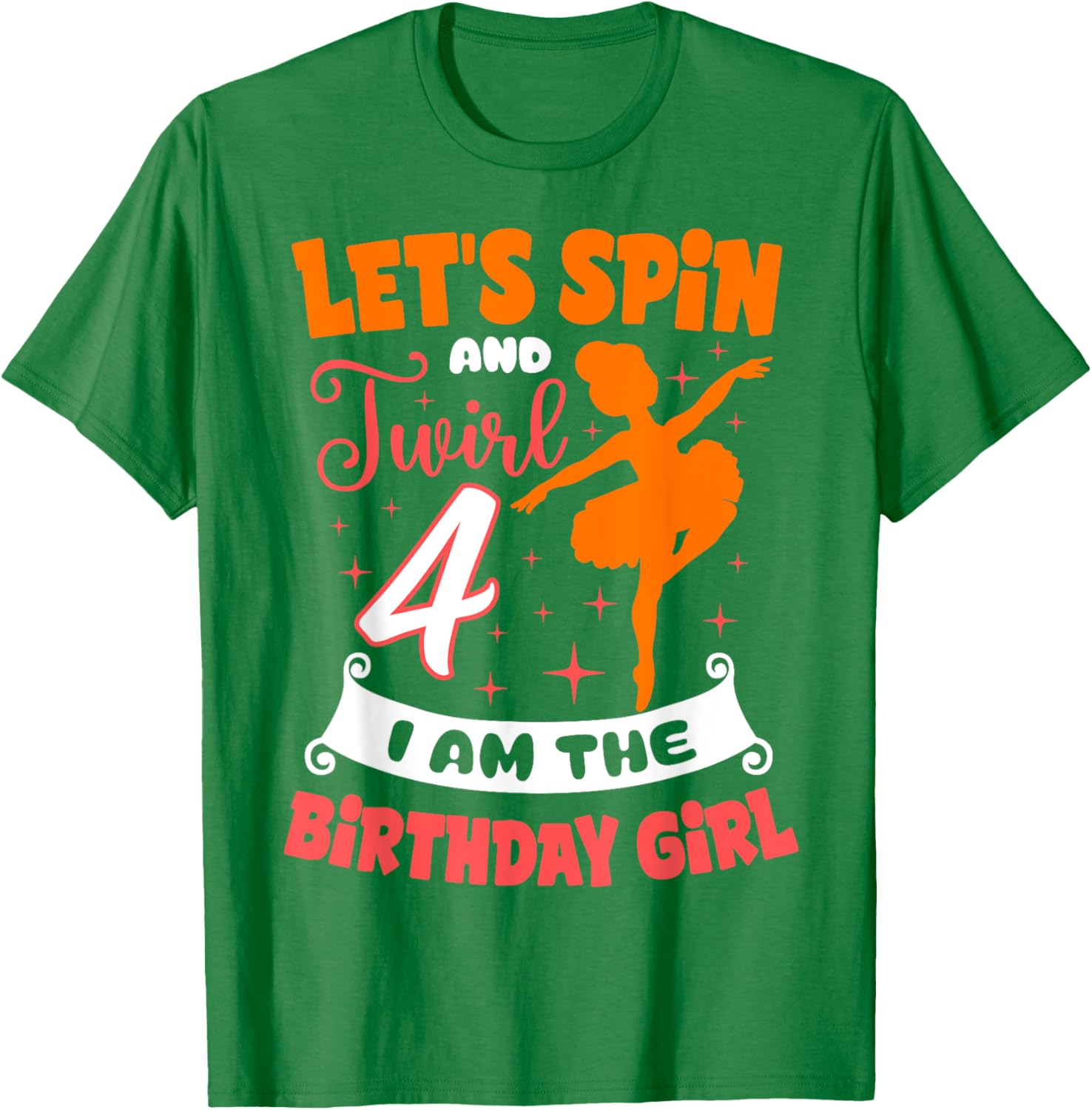 Ballerina Birthday Girl 4th Bday Pointe T-Shirt for Young Dancers - 24