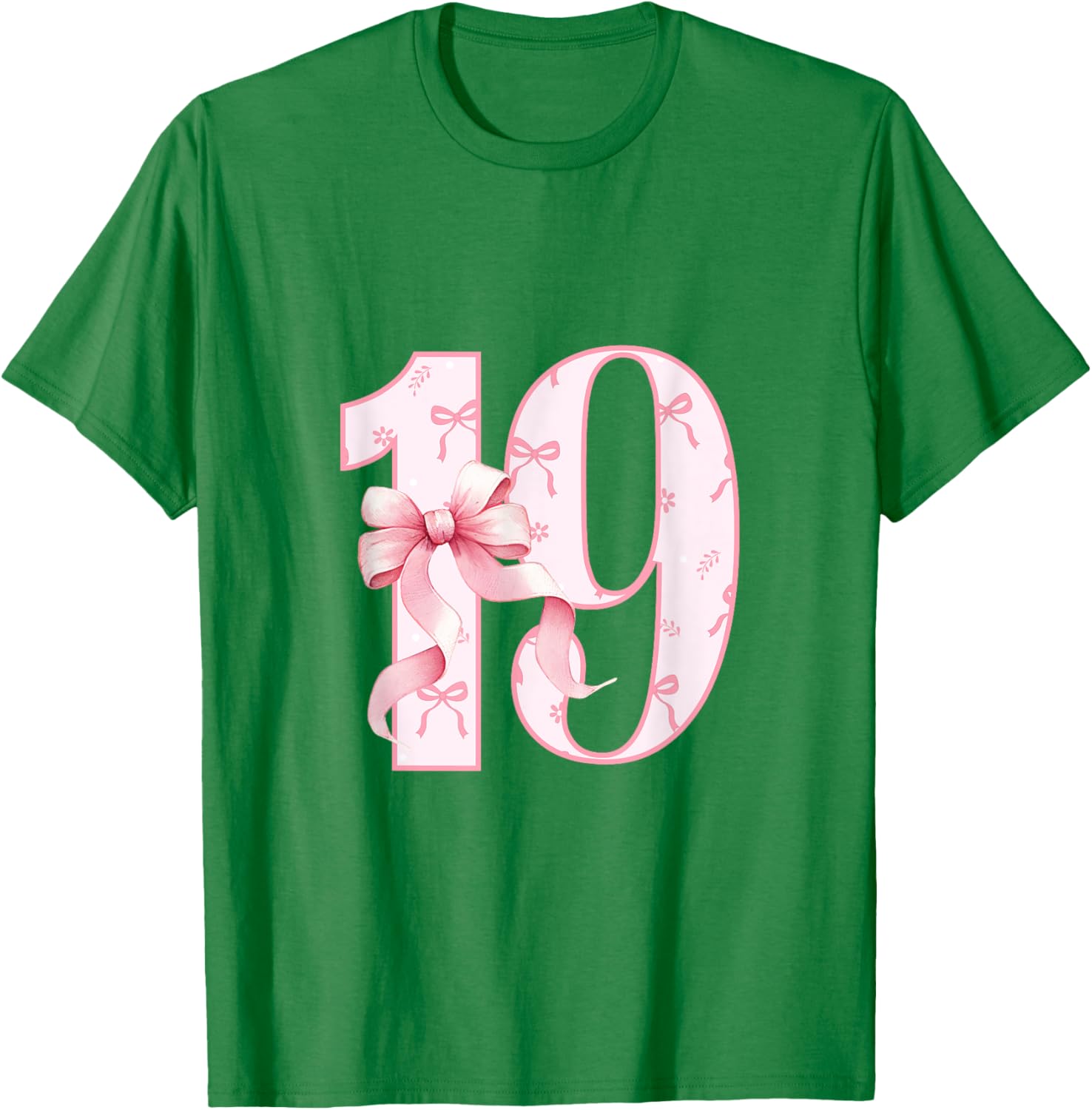 Cute Pink Coquette Bow 19th Birthday Girl T-Shirt for Celebrations - 1