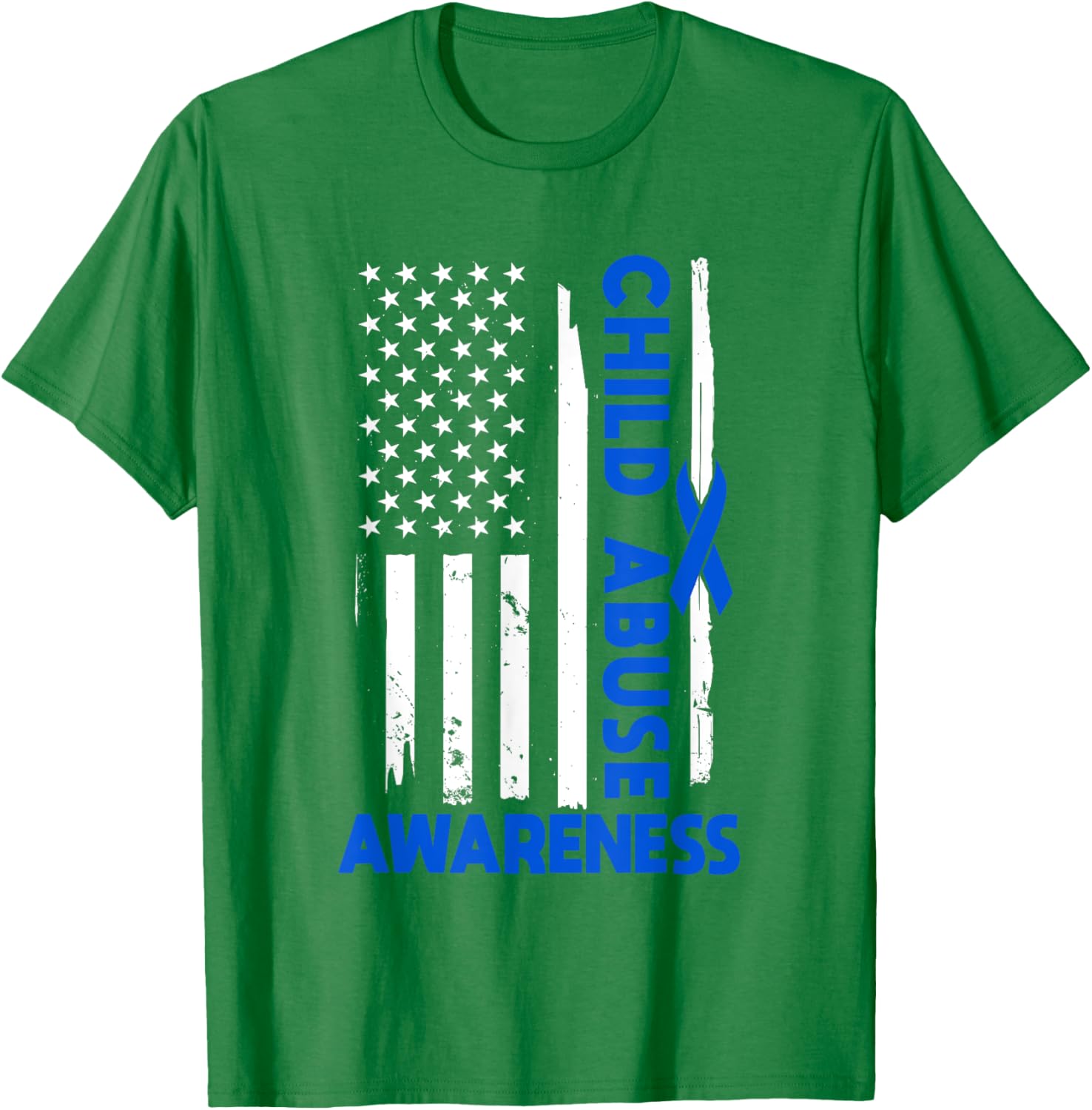 American Flag Child Abuse Awareness Wear Blue Ribbon T-Shirt for Kids - 5
