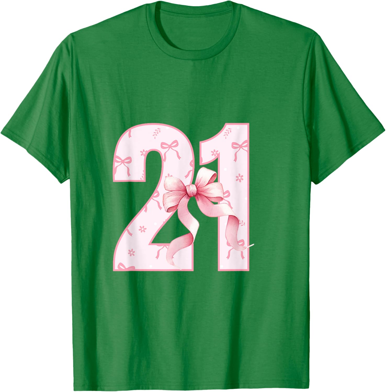 Cute Pink Coquette Bow Birthday Girl T-Shirt for 21st Celebration - 10