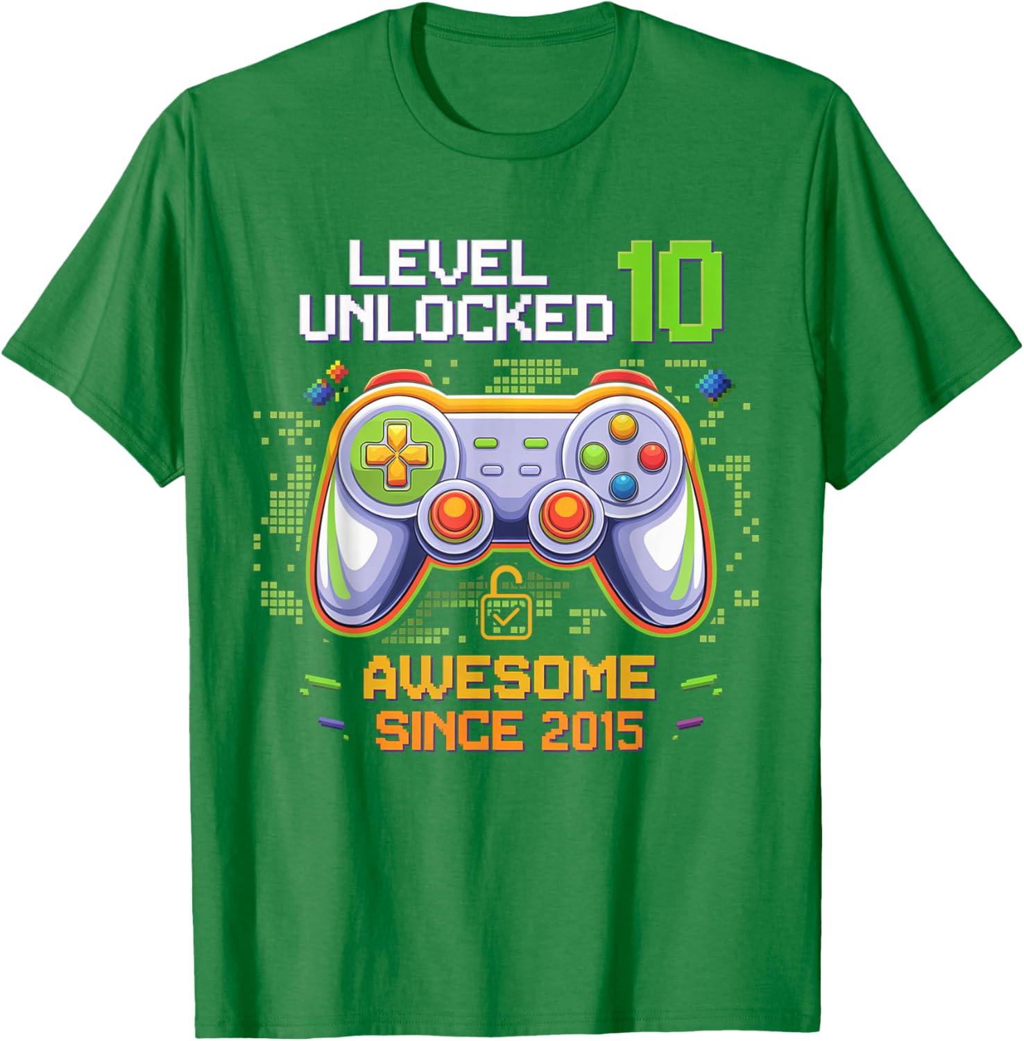 Level 10 Unlocked Birthday Gaming T-Shirt for Awesome 10 Year Olds - 12