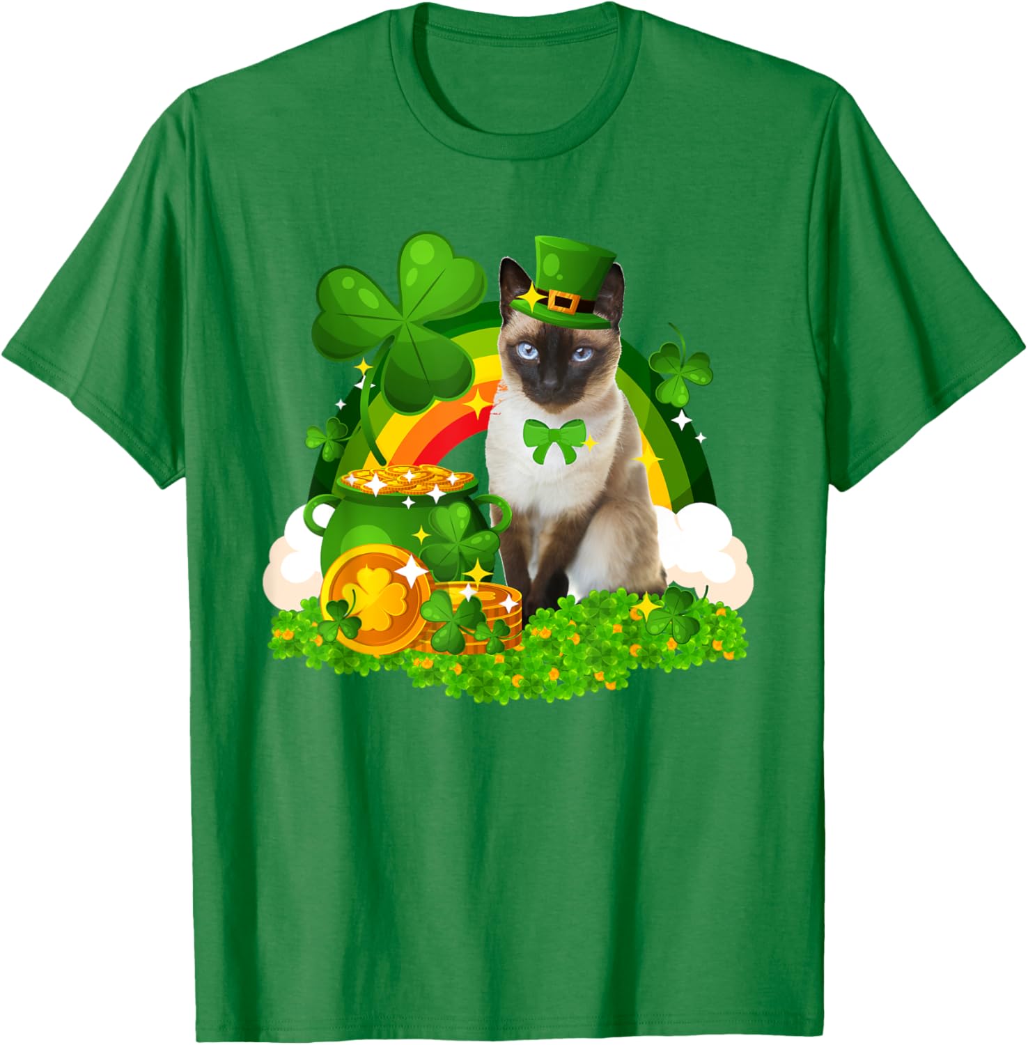 Adorable Leprechaun Siamese Cat St Patrick's Day T-Shirt for Cat Lovers - 10