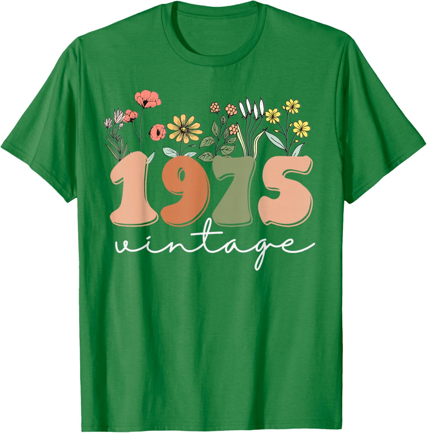Vintage 1975 50th Birthday Wildflower T-Shirt for Women - 14