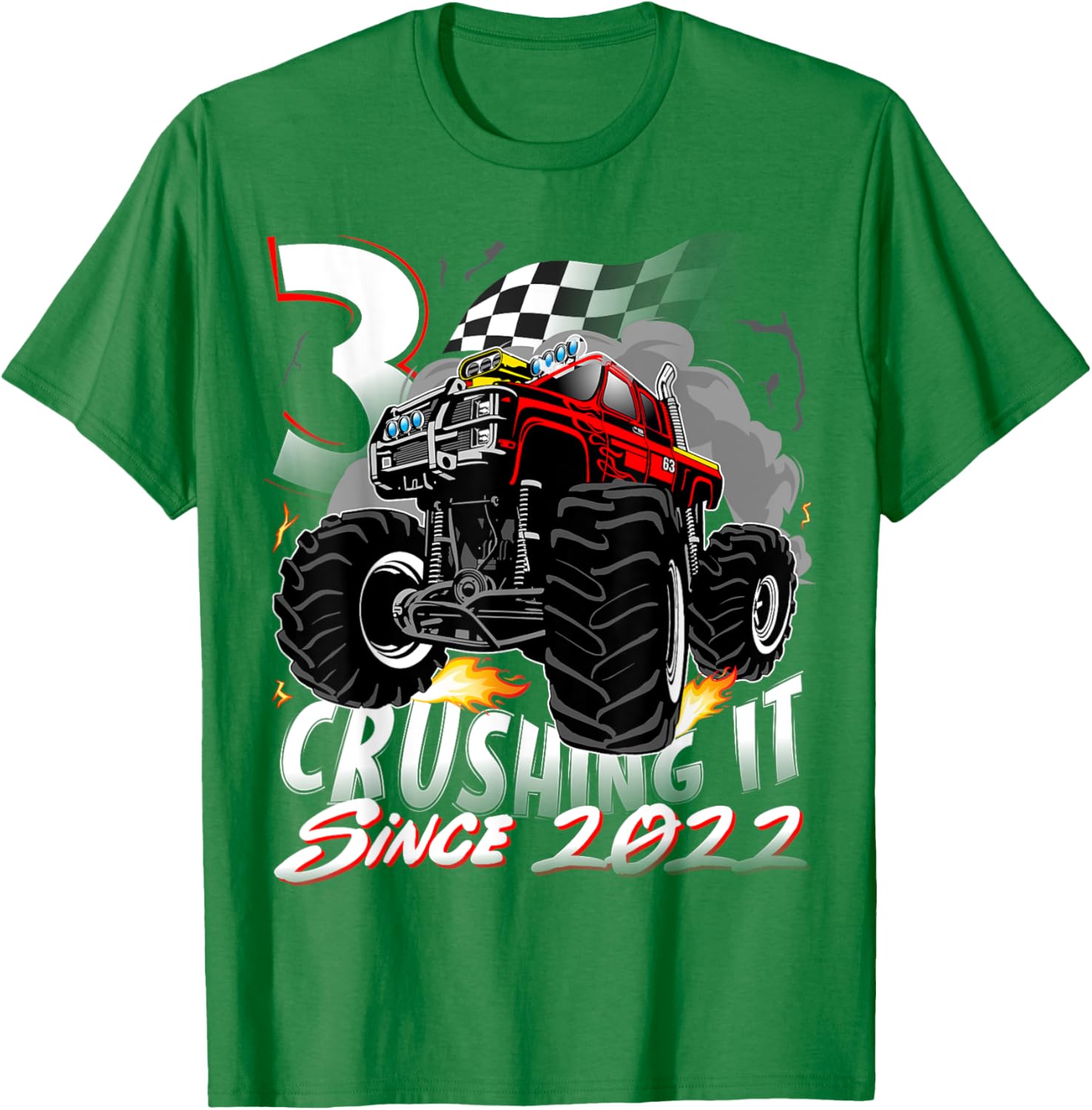Cool Monster Truck Birthday T-Shirt for 3 Year Old Boys Born 2022 - 16