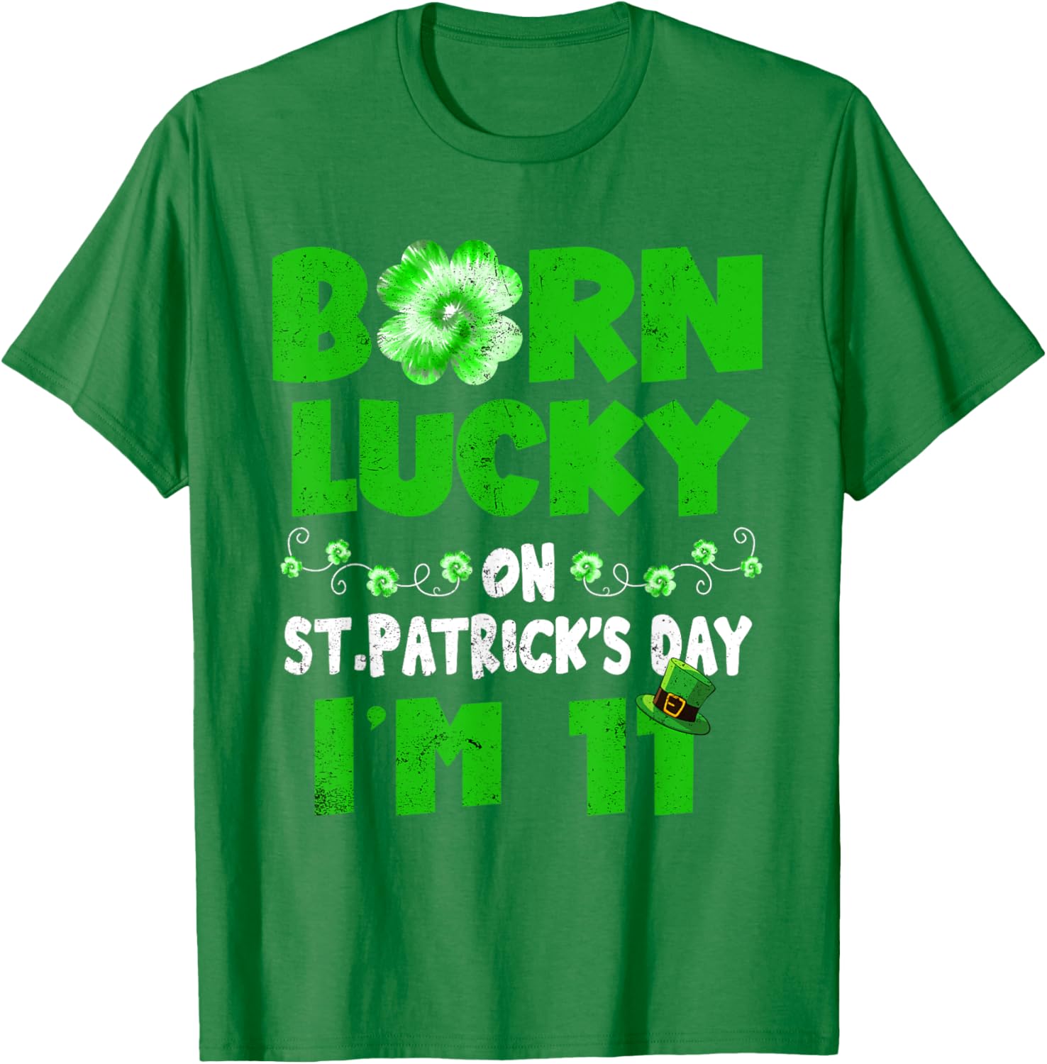 Born Lucky St. Patrick's Day 11th Birthday T-Shirt for Kids - 26