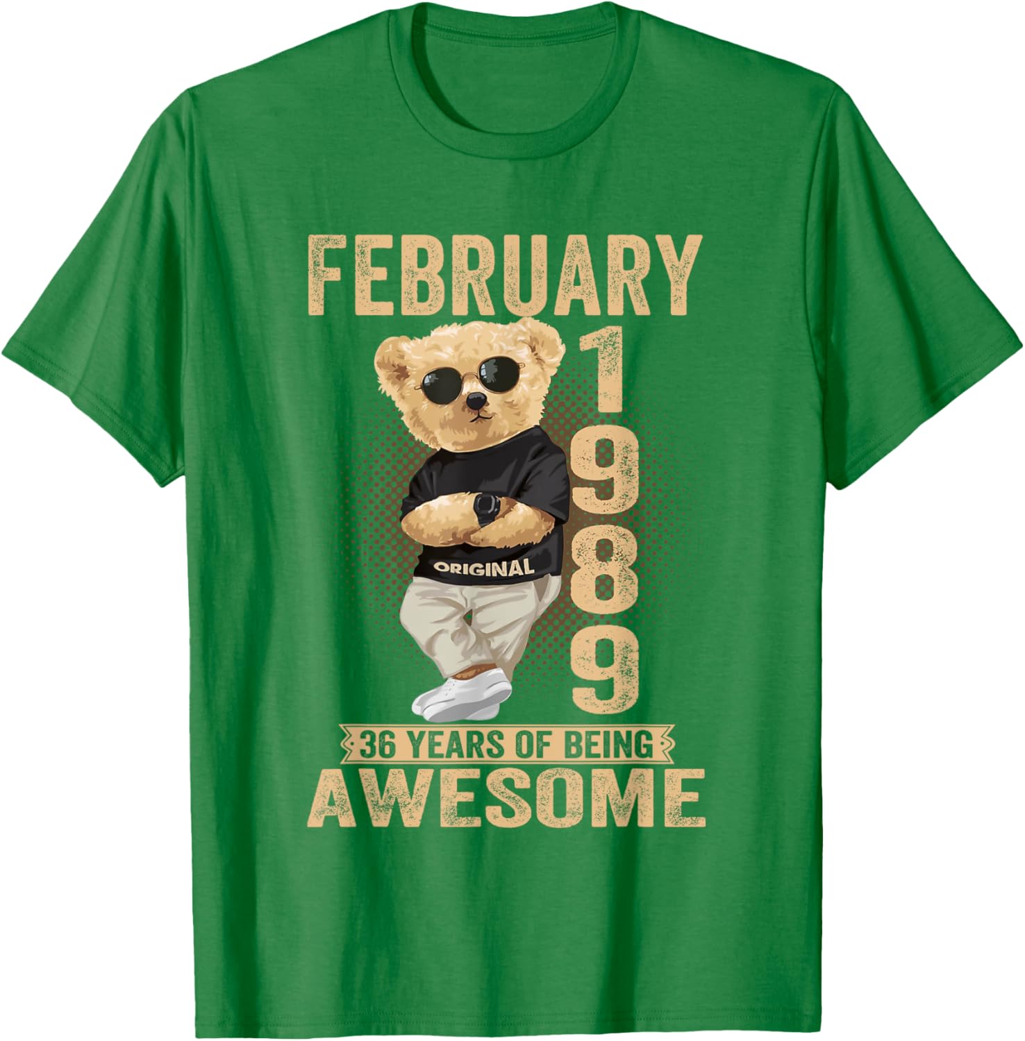 Awesome February 36th Birthday Teddy Bear T-Shirt for Men and Women - 1