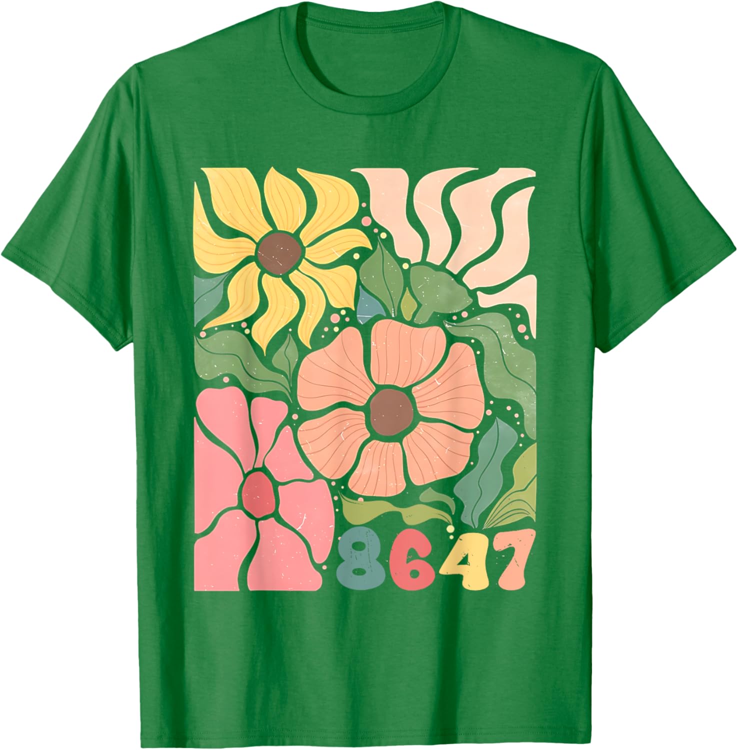 Boho Style Floral T-Shirt with Subtle Anti Trump Design for Women - 8