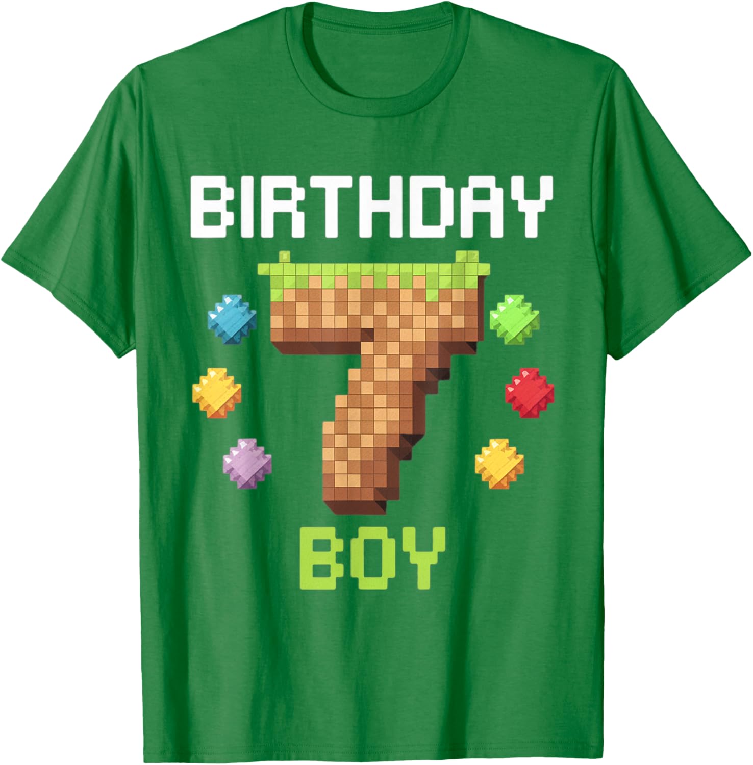 Birthday Boy Gamer 7th Birthday Pixel Number T-Shirt for Kids - 10