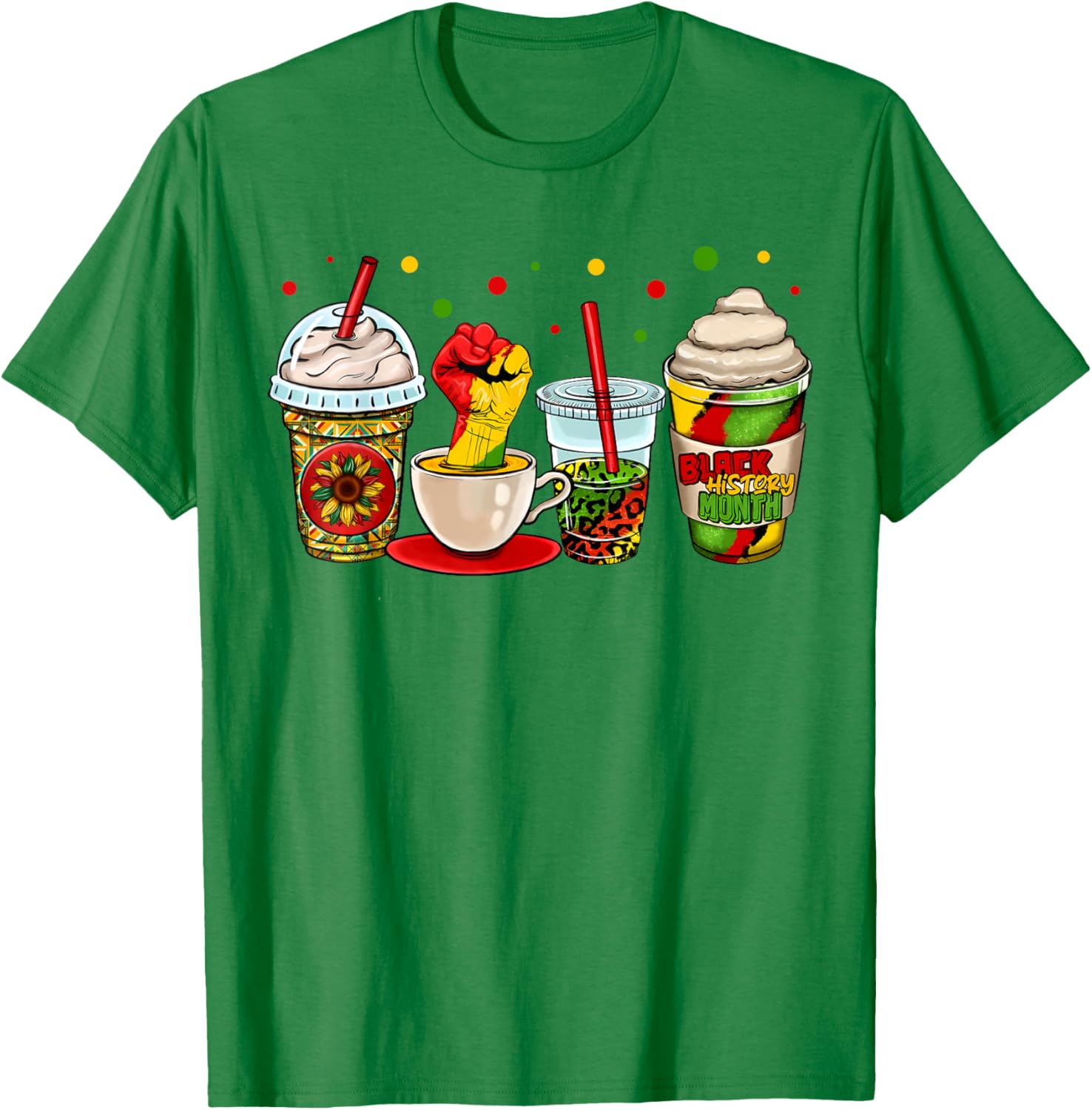 Celebrate Black History Month with Kente Dashiki Coffee Cup T-Shirt - 19