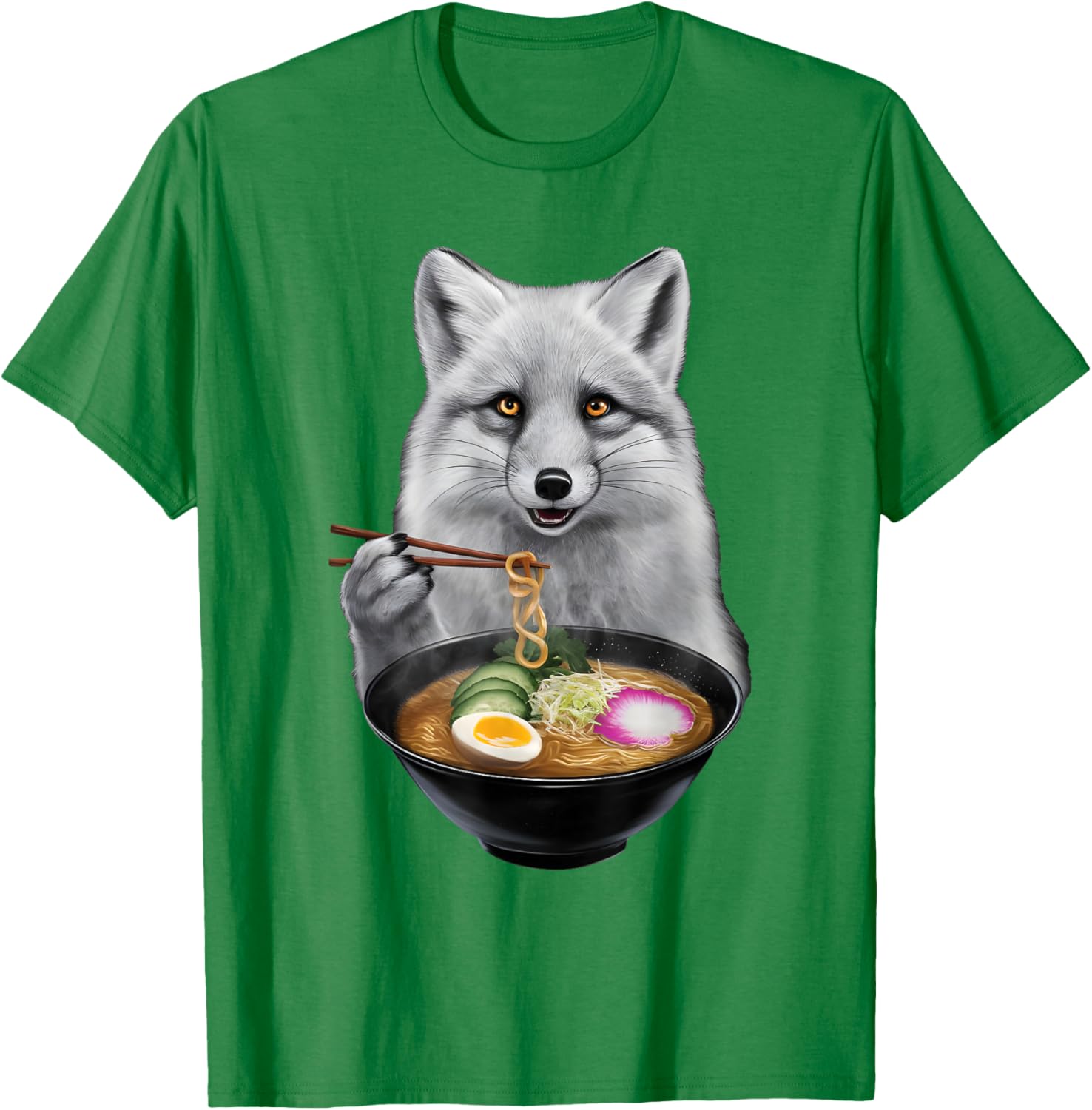 Arctic Fox Enjoying Ramen T-Shirt Fun and Unique Apparel for Animal Lovers - 2