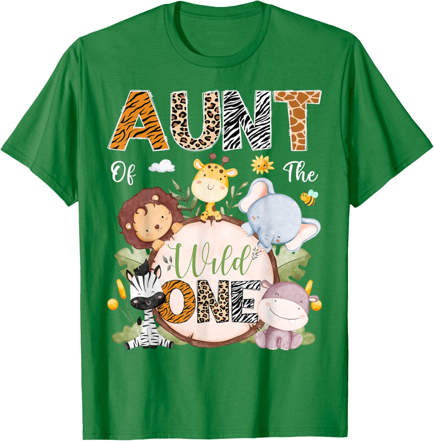 Aunt of the Wild One First Birthday Safari Animals T-Shirt for Kids - 6