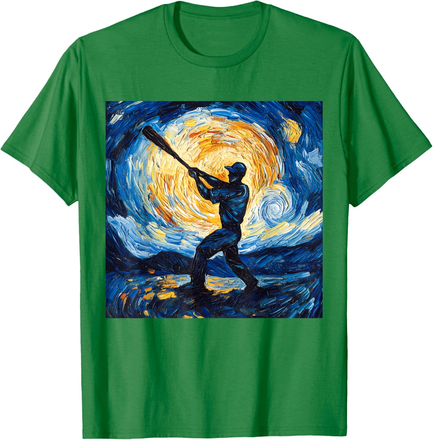 Van Gogh Starry Night Baseball Player T-Shirt for Art and Sports Lovers - 17