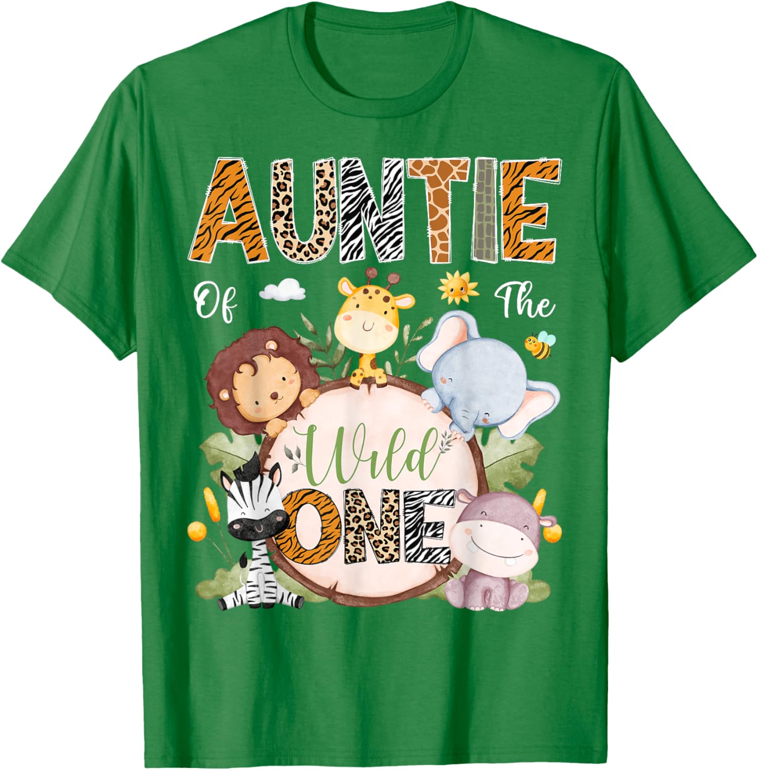 Auntie Of The Wild One 1st Birthday Safari Jungle Animals T-Shirt - 7