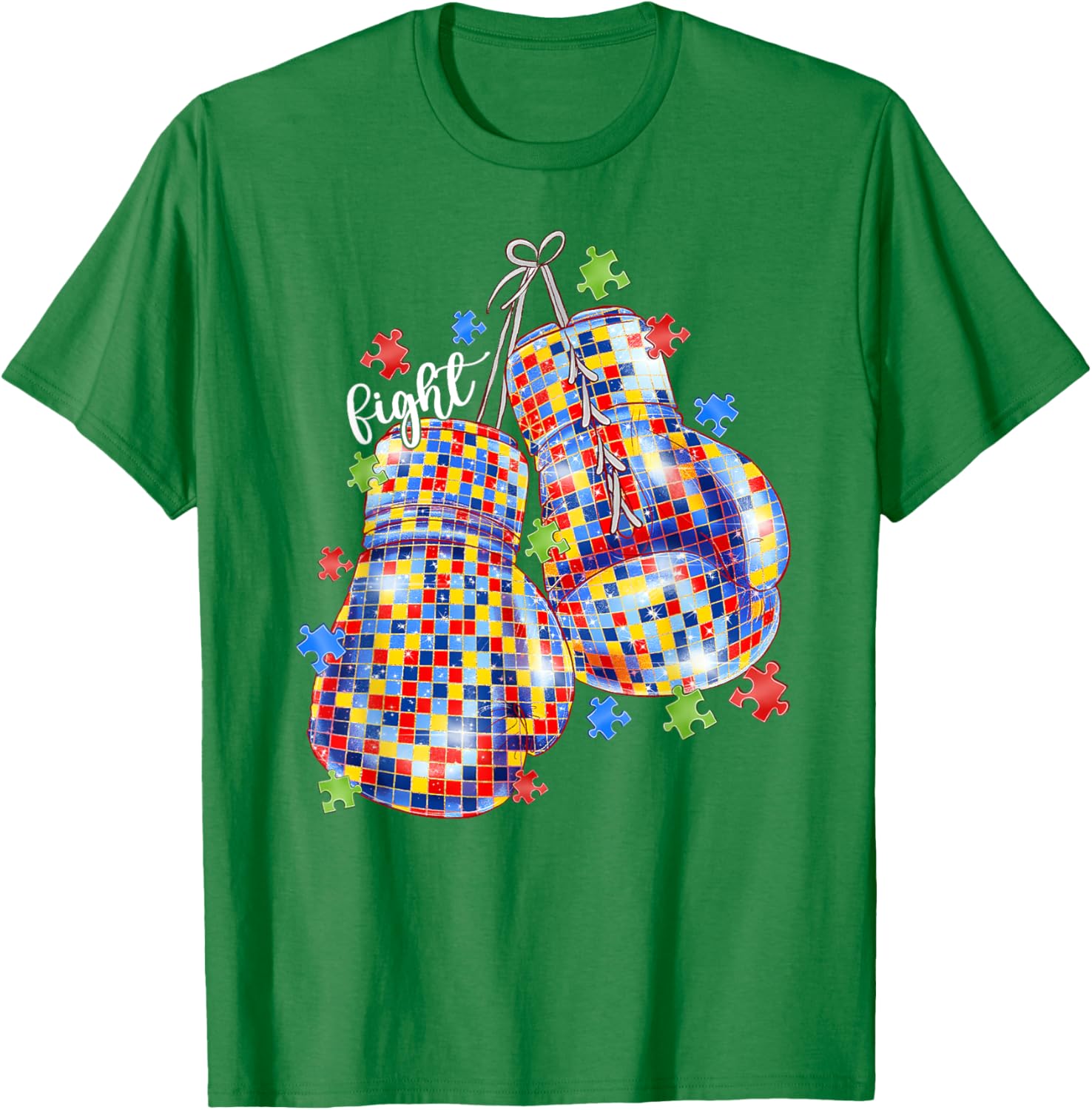 Autism Awareness Puzzle Piece Boxing Gloves T-Shirt for All Ages - 10