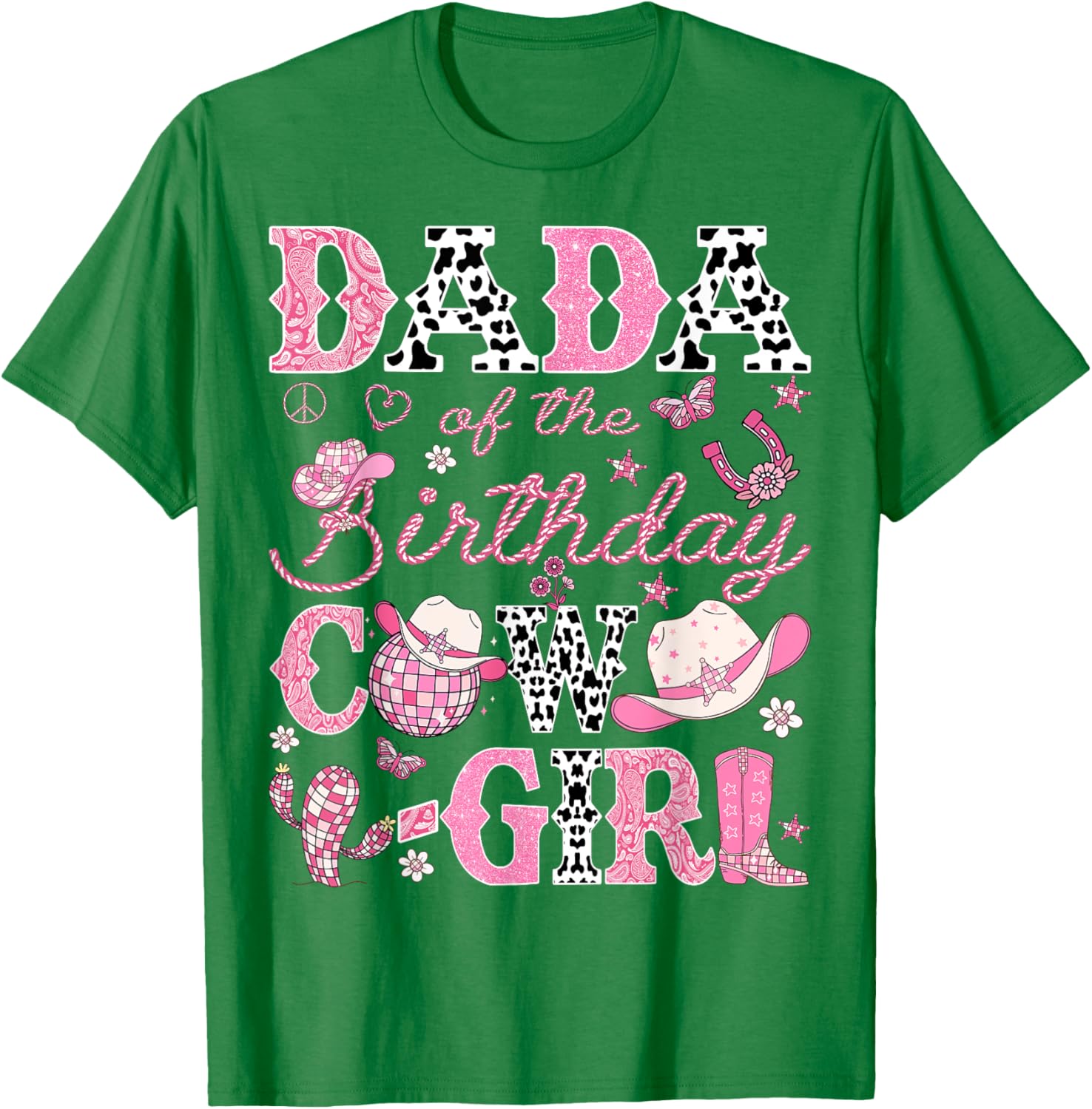 Dada Of The Birthday CowGirl Pink Rodeo Western Disco T-Shirt for Fun Parties - 5