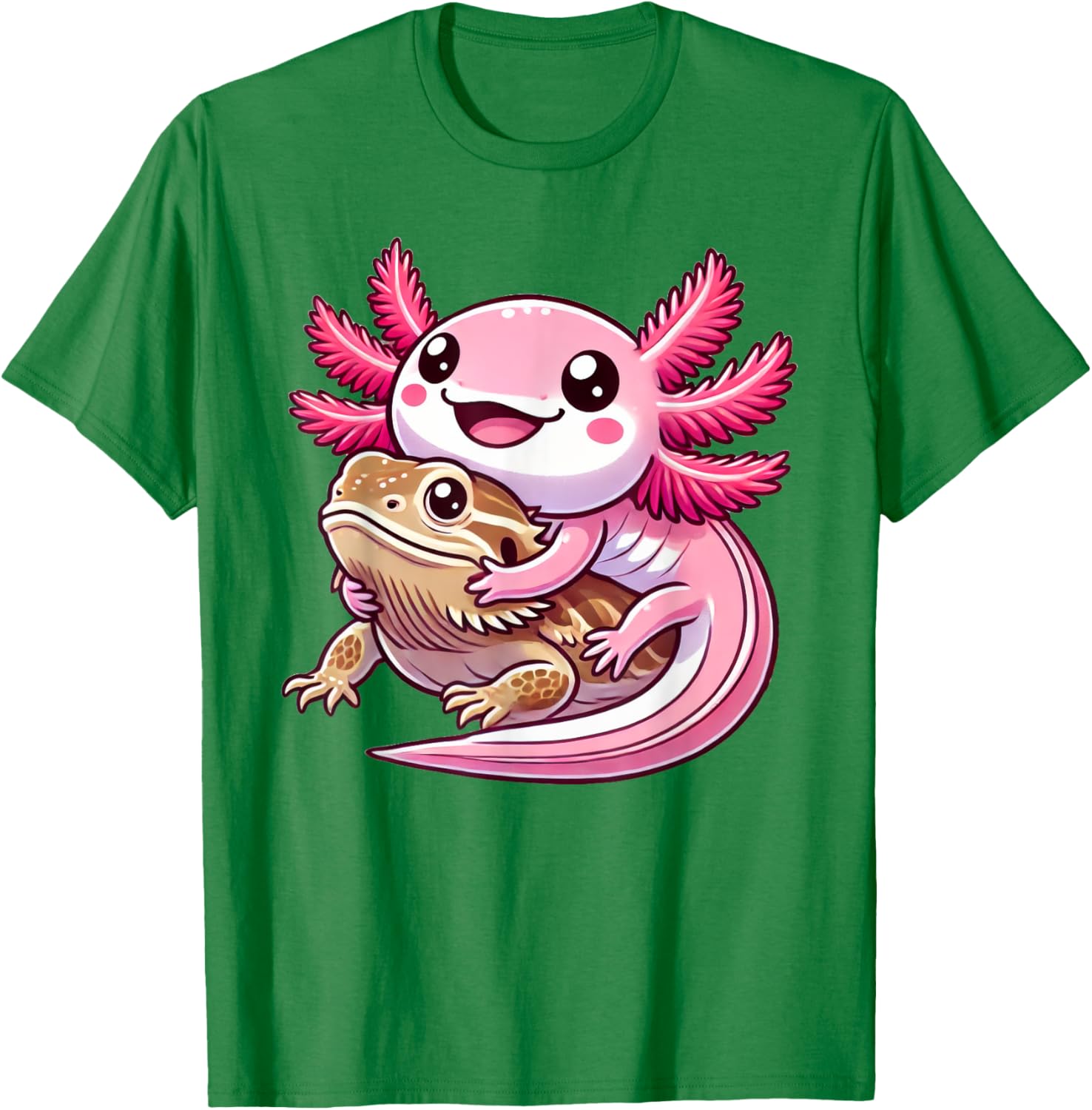 Adorable Axolotl Hugging Bearded Dragon T-Shirt for Animal Lovers - 5