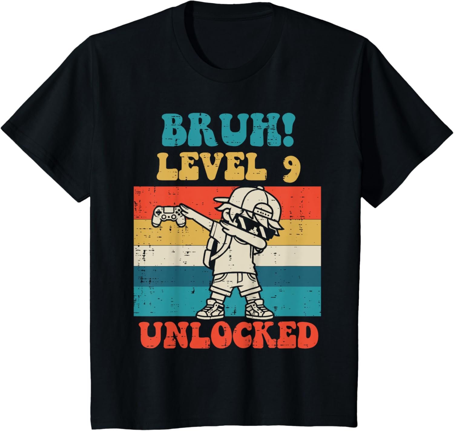 Cool Kids Bruh Level 9 Unlocked Gamer Dab T-Shirt for 9th Birthday Boys - 1