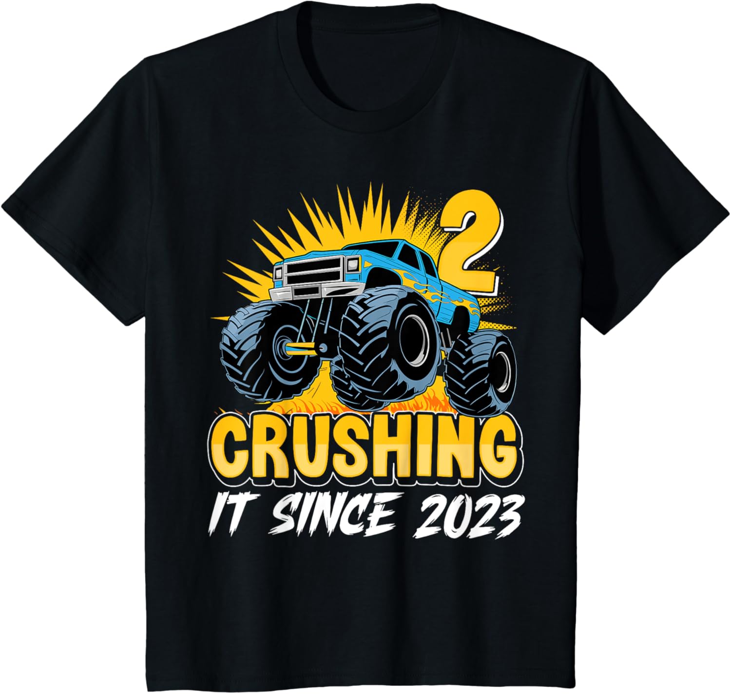Kids Birthday Monster Truck T-Shirt for 2 Year Old Boys Party 2023 - 1