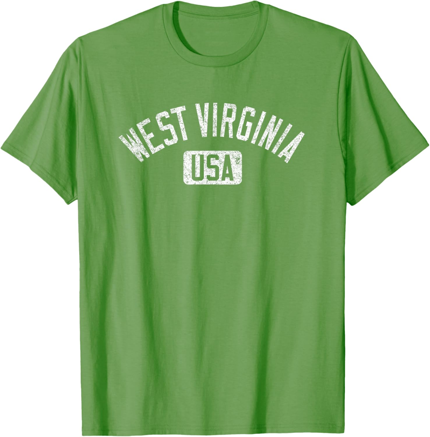 West Virginia Arched Text Distressed White Print T-Shirt for Casual Style - 12
