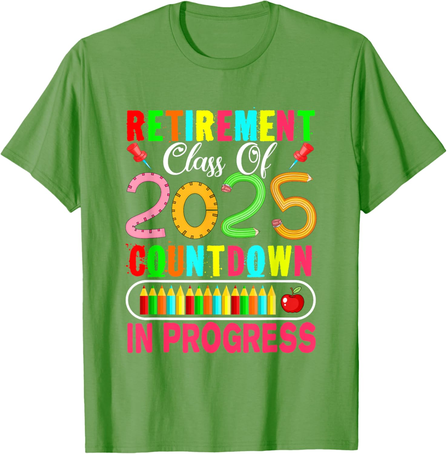 Colorful Retirement Class Of 2025 Countdown T-Shirt for Celebrations - 1
