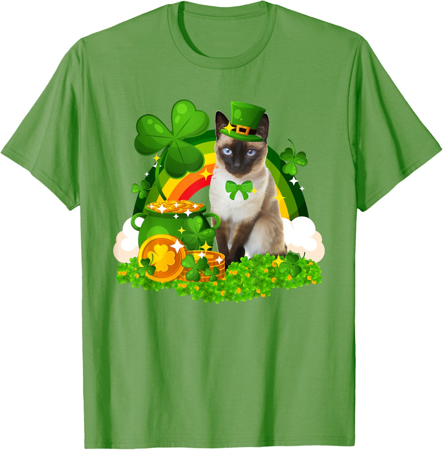 Adorable Leprechaun Siamese Cat St Patrick's Day T-Shirt for Cat Lovers - 29