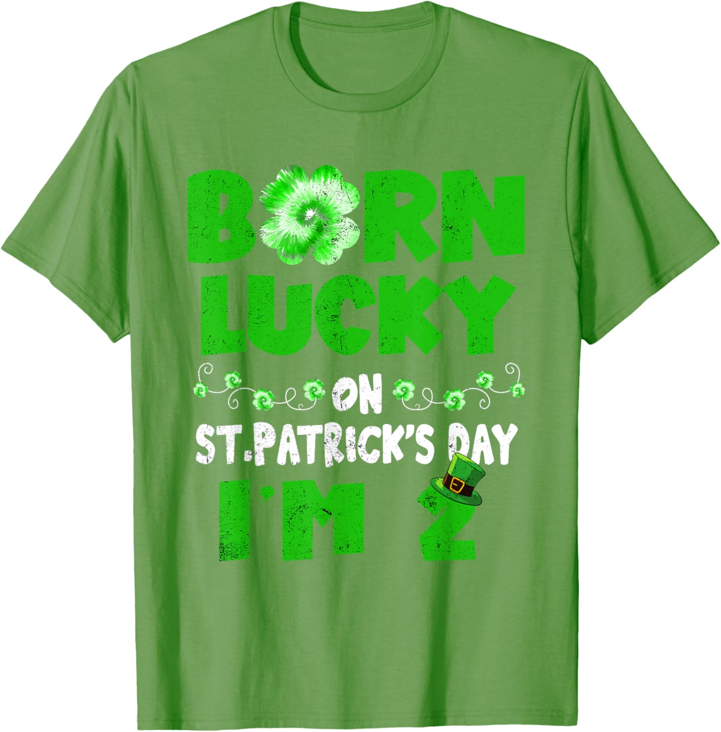 Born Lucky St. Patrick's Day 2nd Birthday T-Shirt for Kids - 12