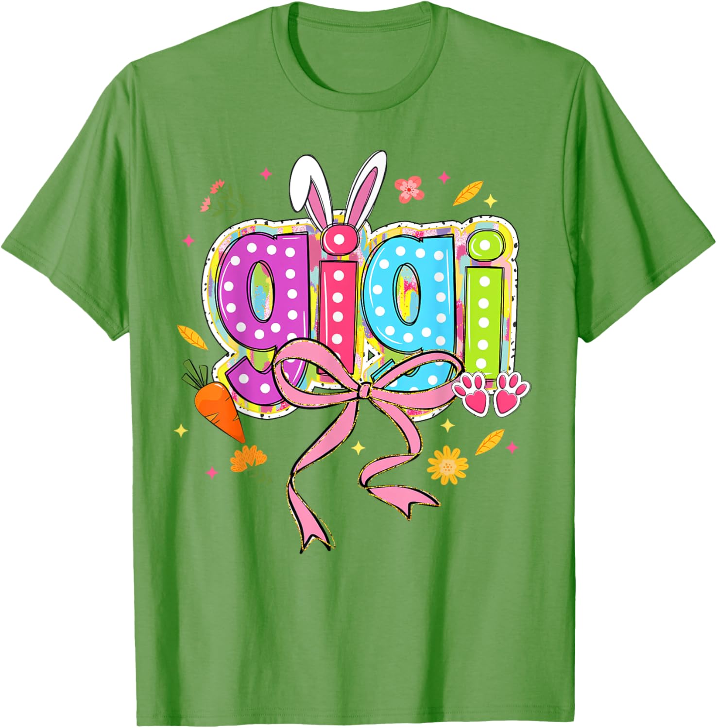Coquette Bow Bunny Gigi Easter T-Shirt with Boho Floral Design for Family - 7