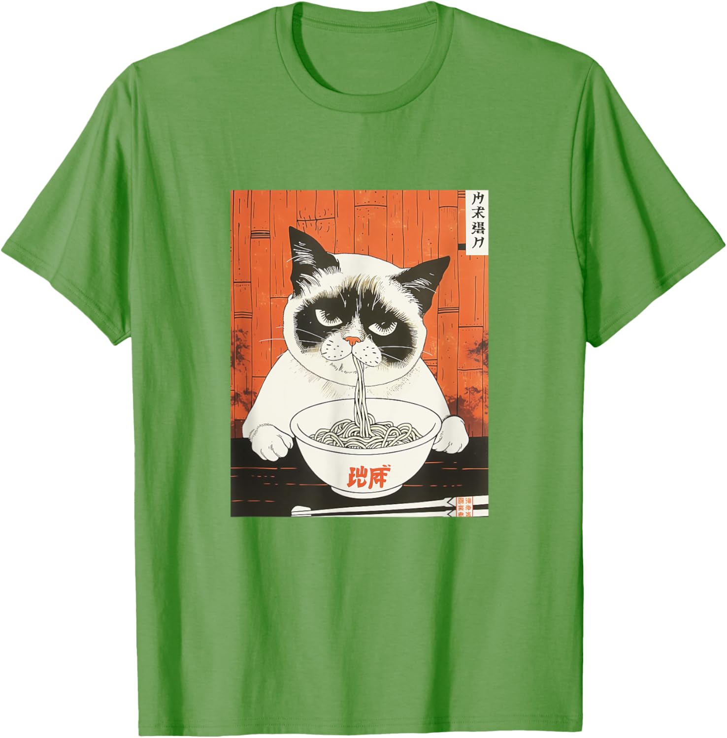 Bored Cat Eating Ramen T-Shirt - Funny Japanese Art for Cat Lovers - 19