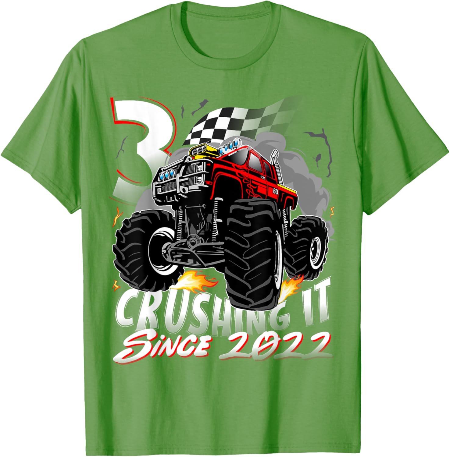 Cool Monster Truck Birthday T-Shirt for 3 Year Old Boys Born 2022 - 4
