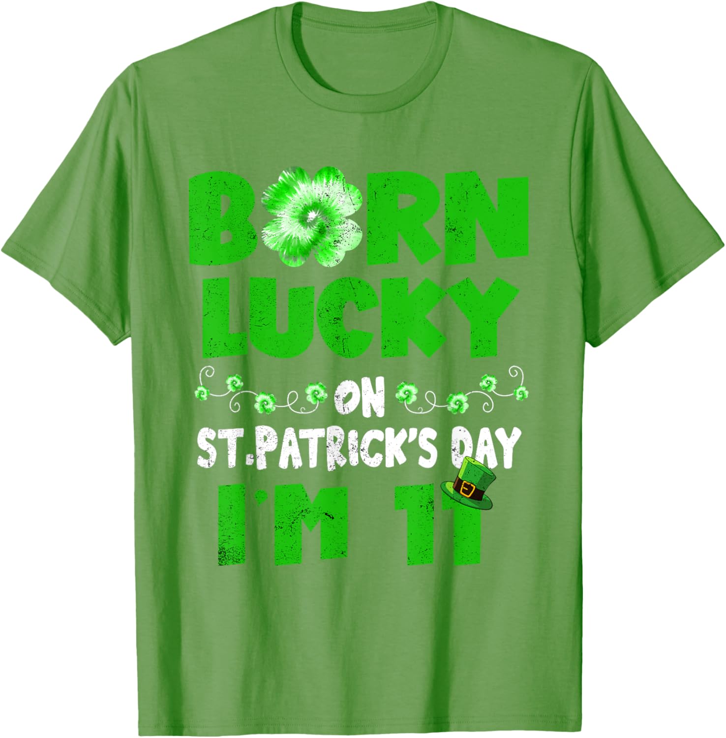 Born Lucky St. Patrick's Day 11th Birthday T-Shirt for Kids - 22