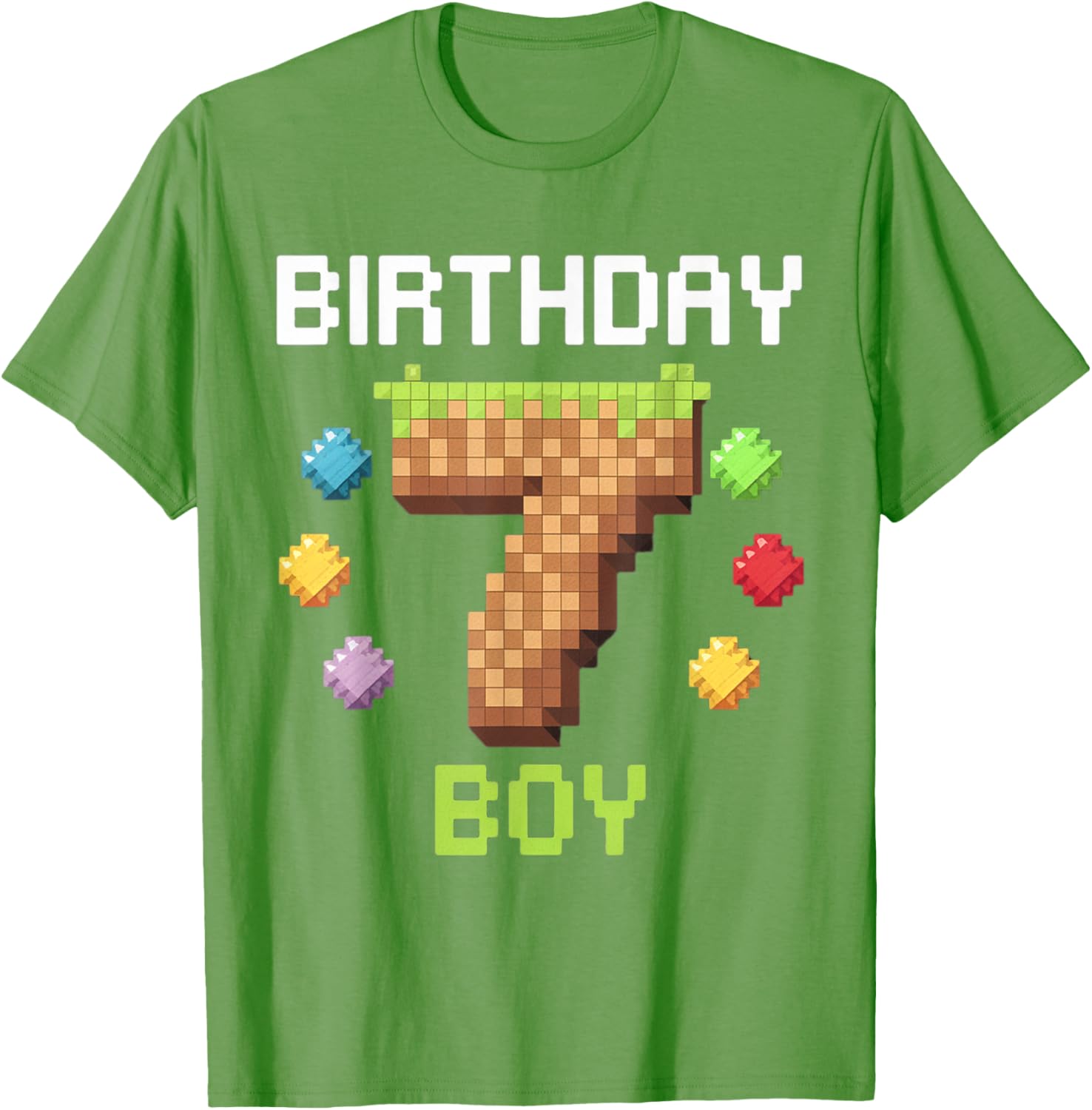 Birthday Boy Gamer 7th Birthday Pixel Number T-Shirt for Kids - 16