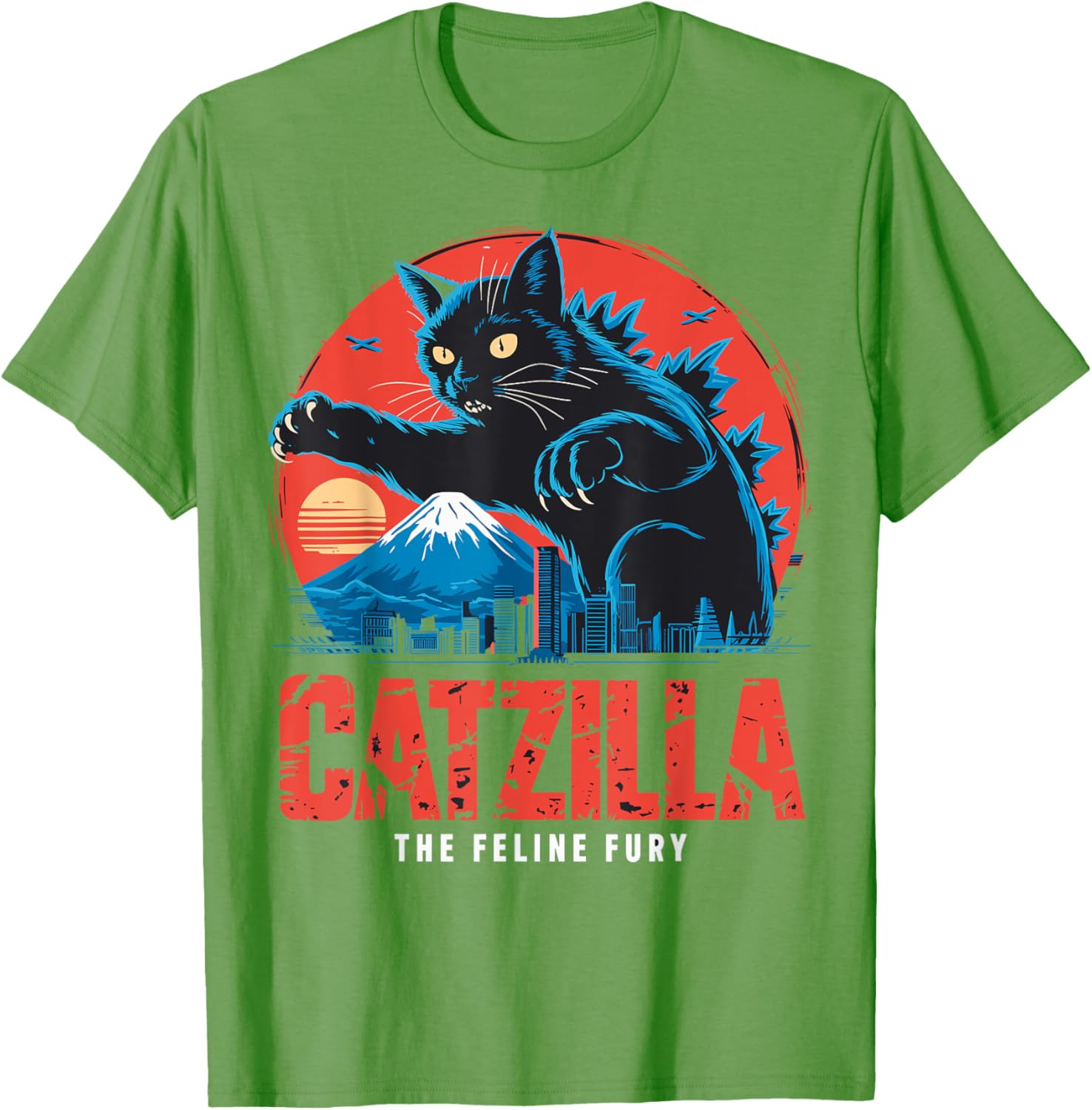 Catzilla Black Cat Vintage T-Shirt for Cat Lovers in Japan Style - 3