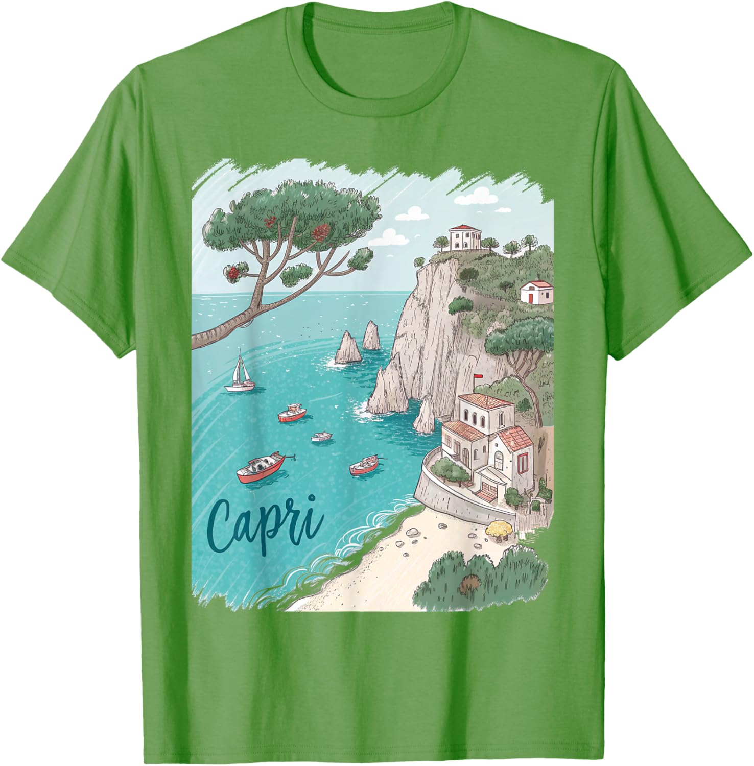 Capri Italy Scenic Coastal View T-Shirt - Perfect Souvenir Gift Idea - 10