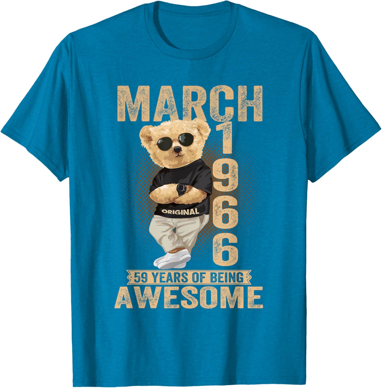 Awesome Teddy Bear T-Shirt for March 59th Birthday 1966 Men Women - 20