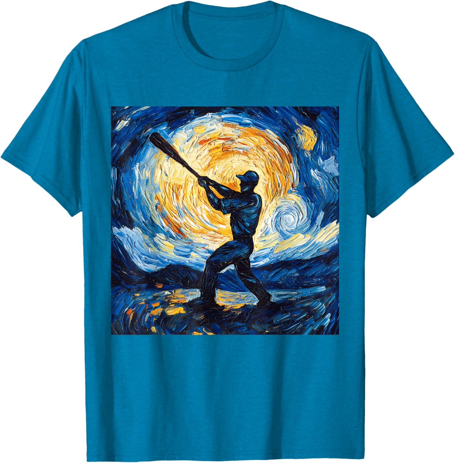 Van Gogh Starry Night Baseball Player T-Shirt for Art and Sports Lovers - 20