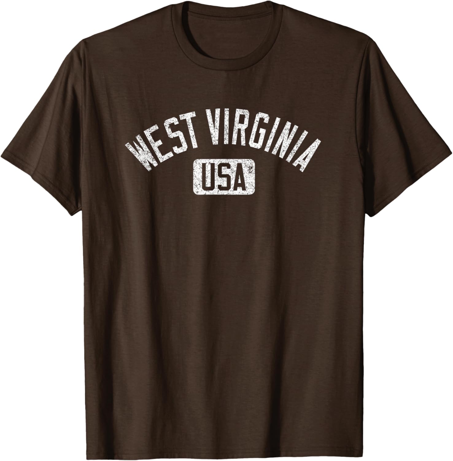 West Virginia Arched Text Distressed White Print T-Shirt for Casual Style - 5